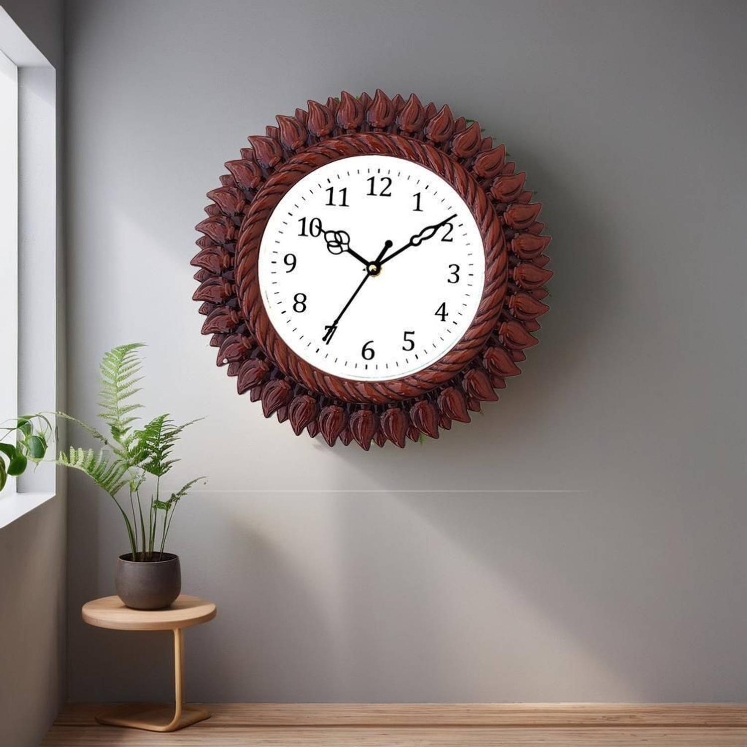 GrabBasket Analog 27 cm X 27 cm Wall Clock (Red, Brown, With Glas