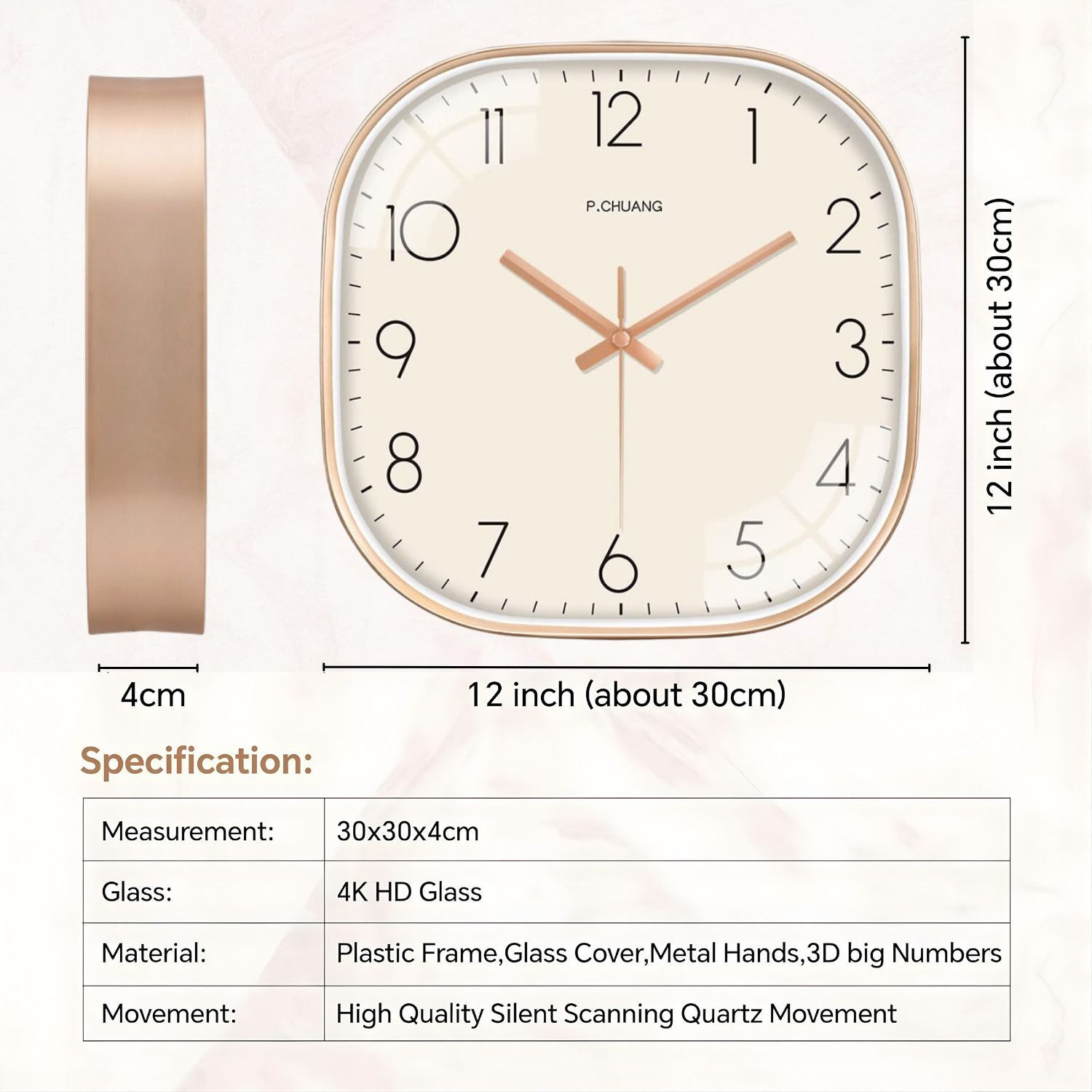 Image of GINOYABROTHERS Analog 30 cm X 30 cm Wall Clock