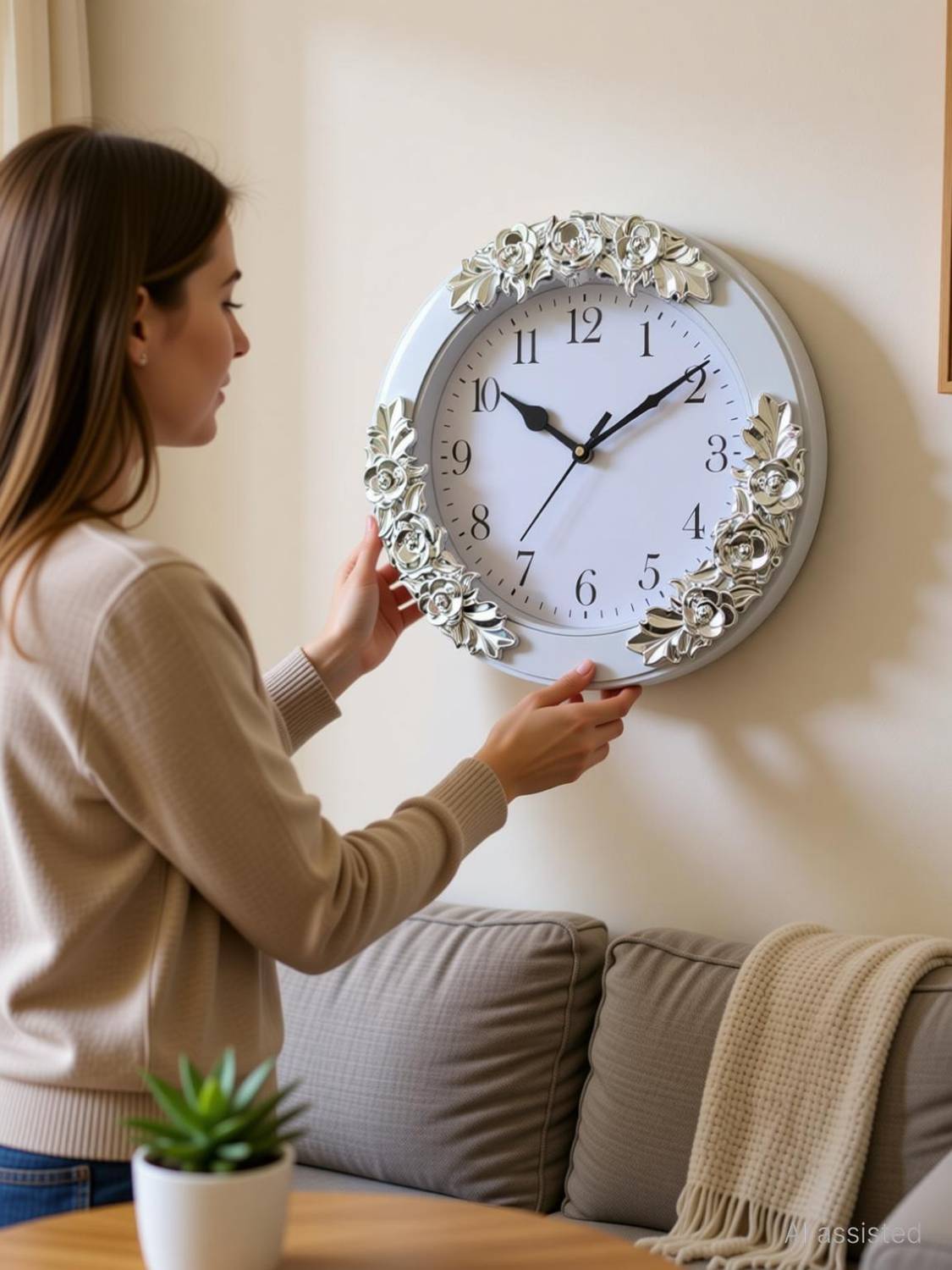 zyron 25x25 cm Analog Wall Clock White - Image 2