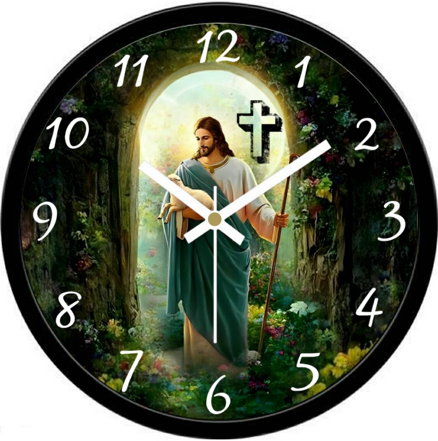 Fashion World Analog 30 cm X 30 cm Wall Clock (Black, With Glass,