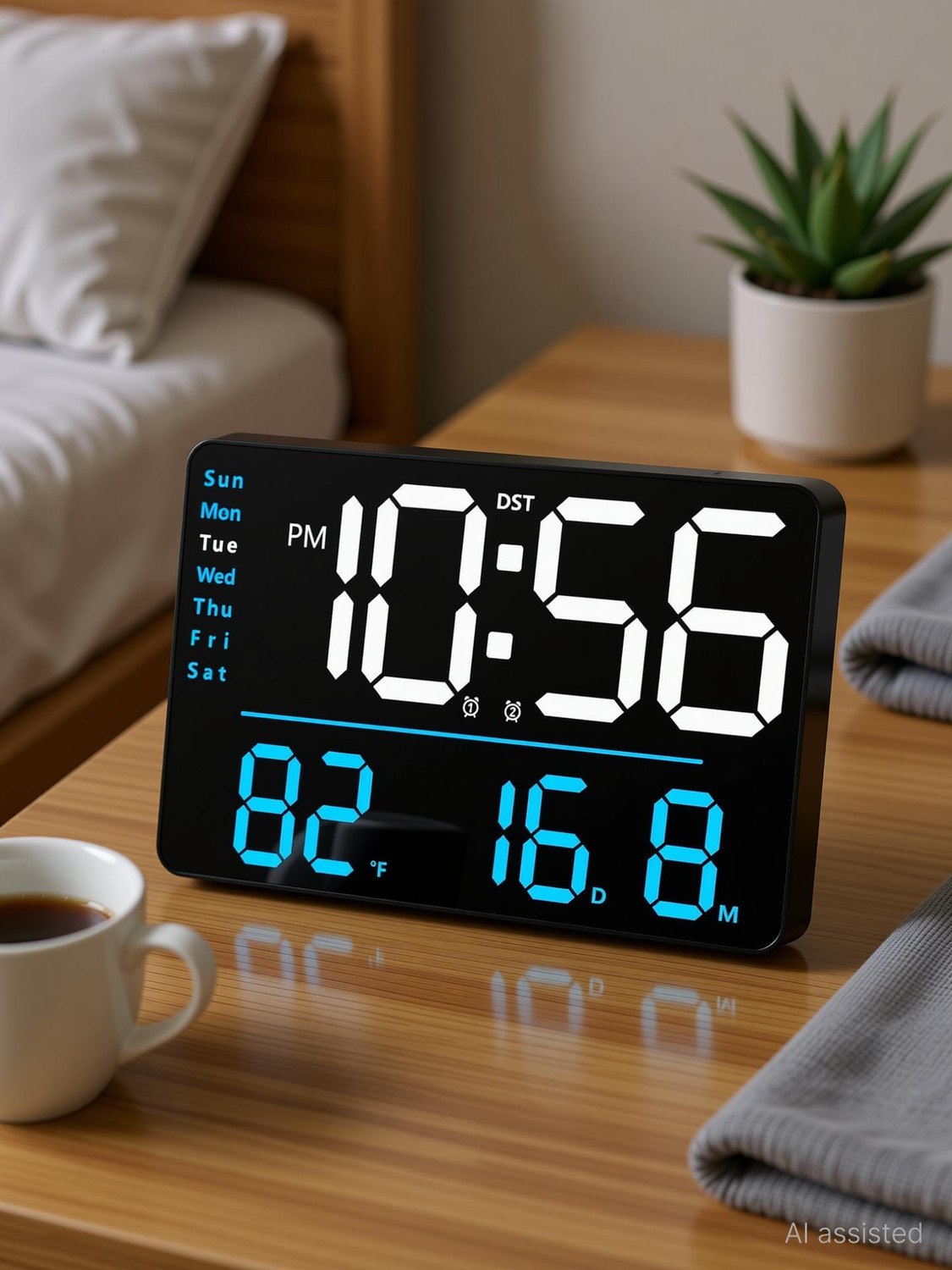Image of SZELAM Digital 18.3 cm X 27.5 cm Wall Clock (Blue, Without Glass, Standard)
