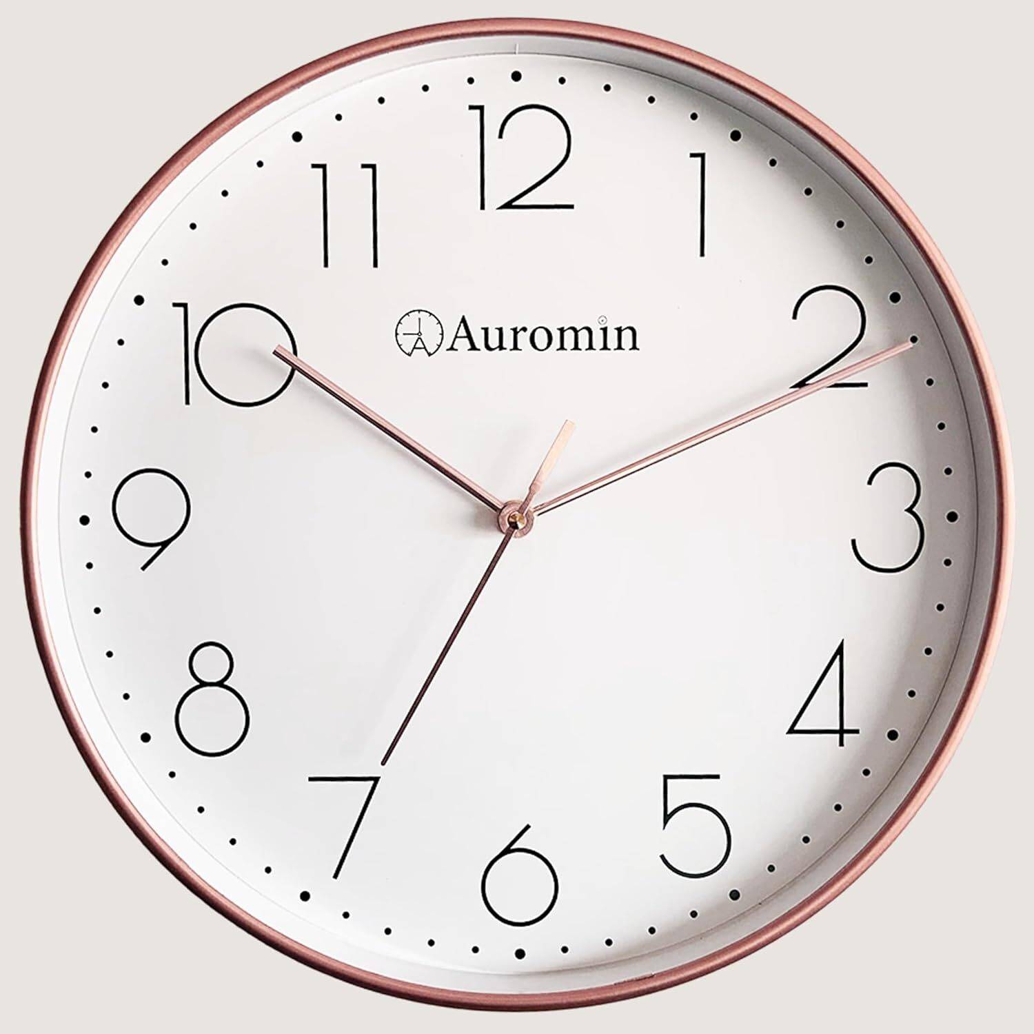 Auromin Analog 30 cm X 30 cm Wall Clock (Pink, With Glass, Standa