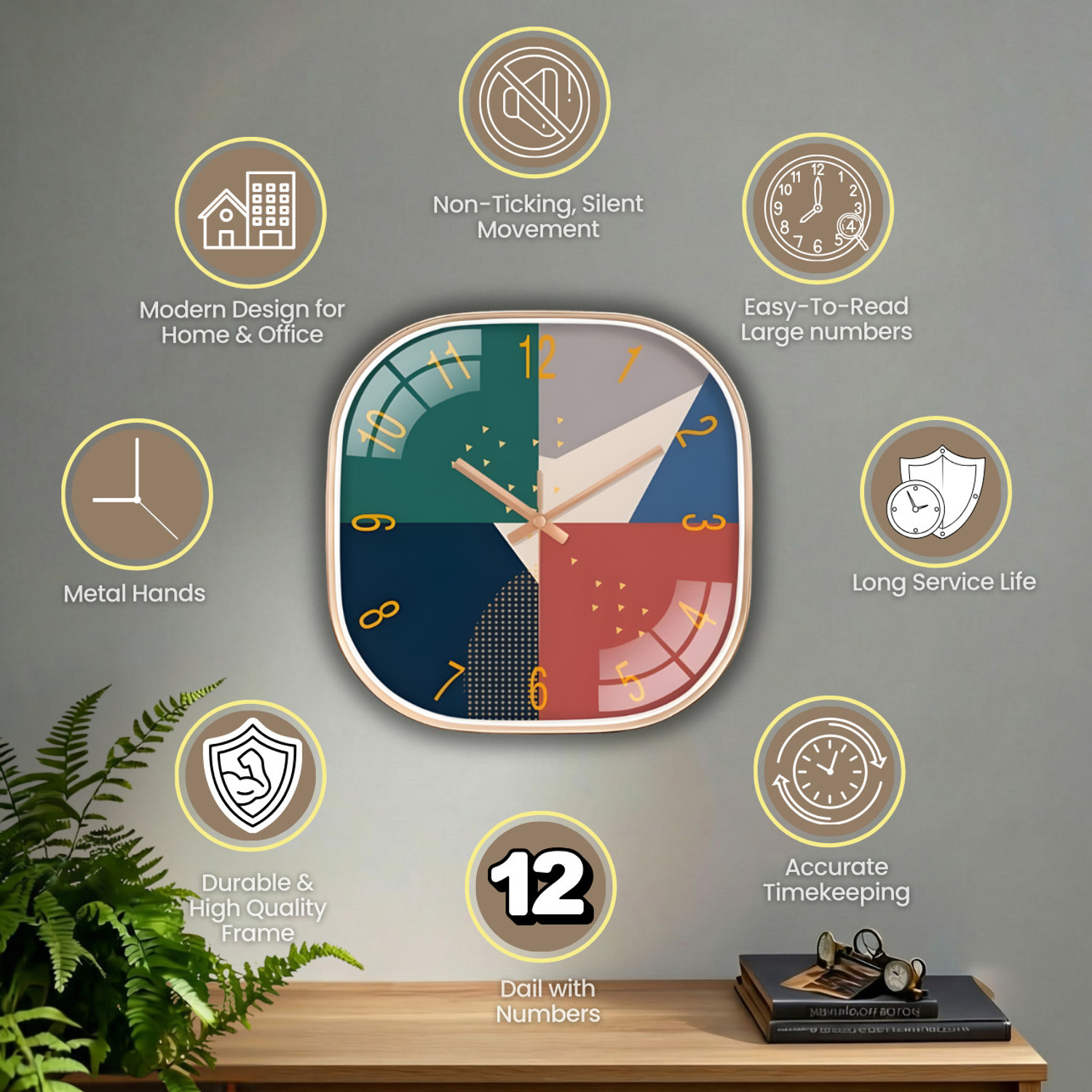 Image of GINOYABROTHERS Analog 30 cm X 30 cm Wall Clock