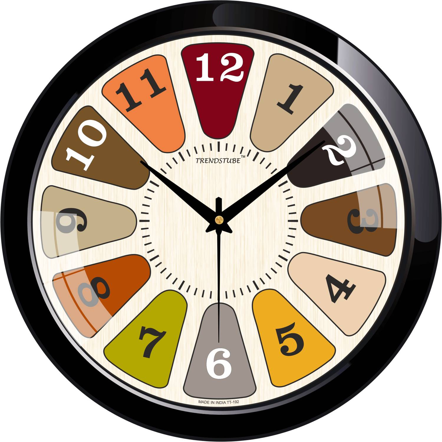TrendsTube Analog 25 cm X 25 cm Wall Clock (Black, With Glass, St