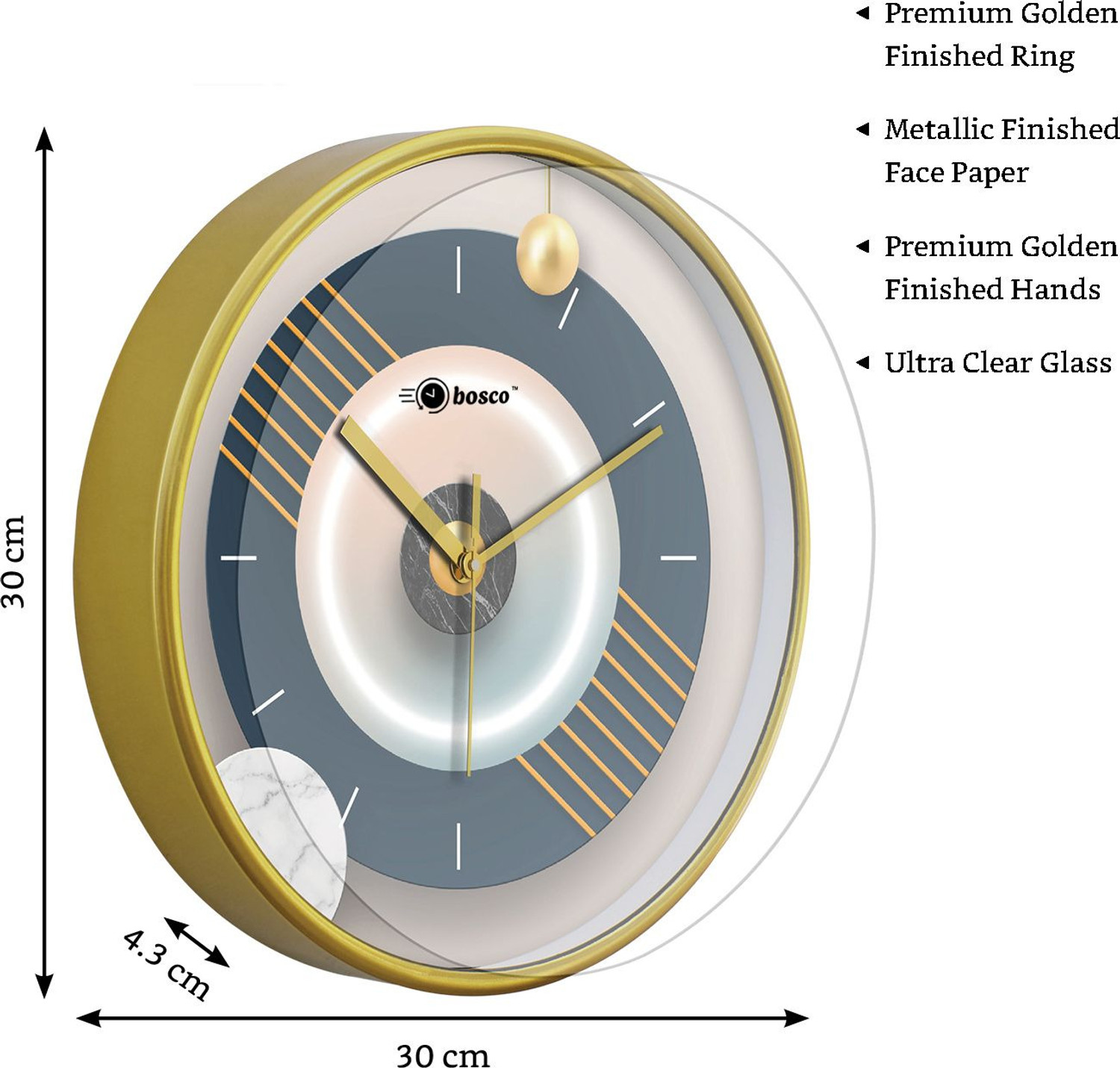 Image of BOSCO Analog 30 cm X 30 cm Wall Clock