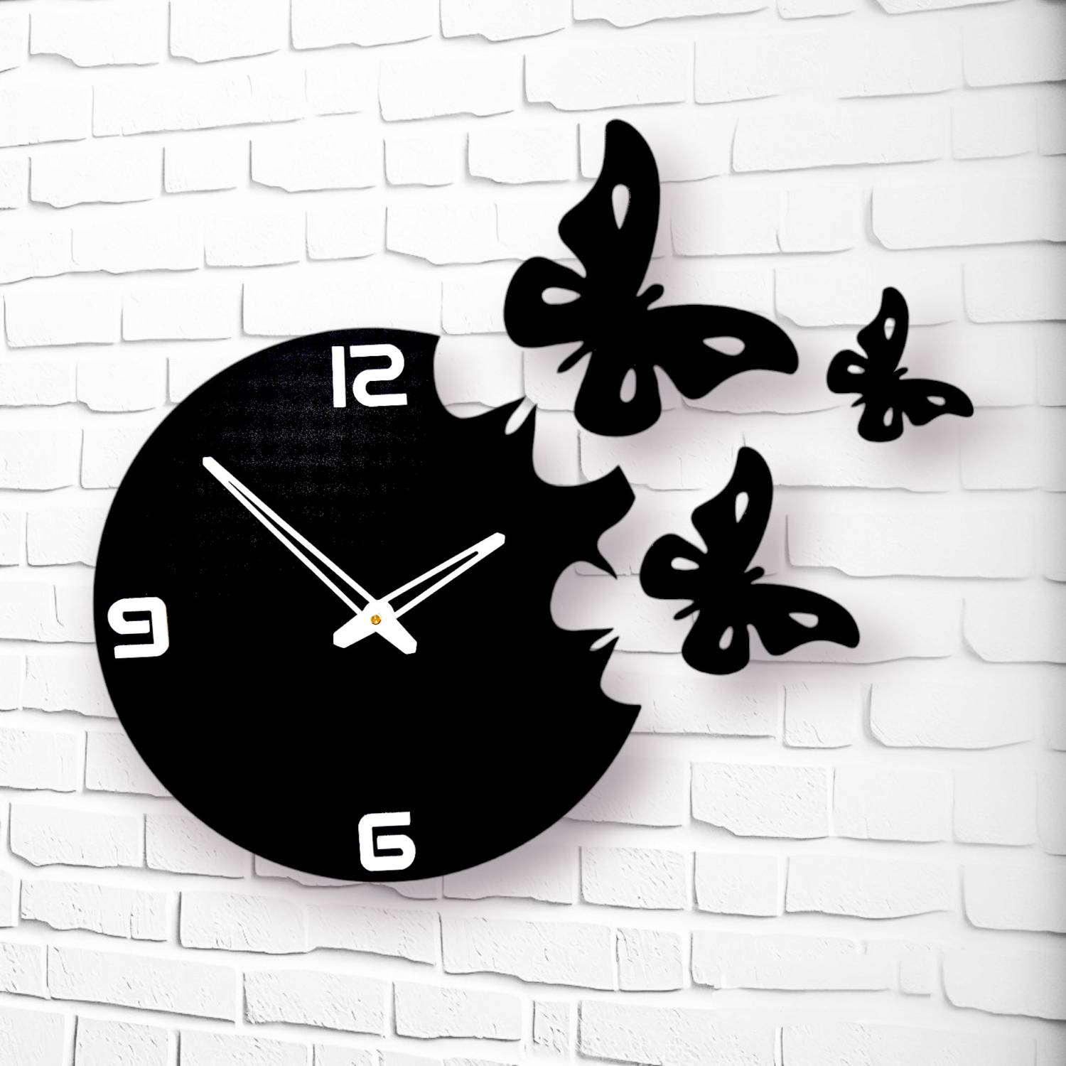 FASTQT Analog 35 cm X 30 cm Wall Clock (Black, Without Glass, DIY