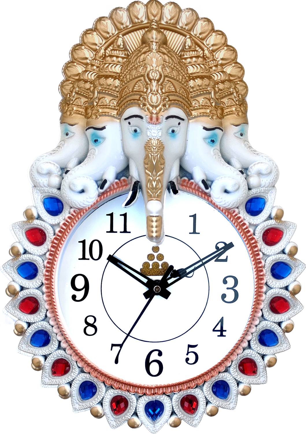 GrabBasket Analog 33 cm X 24 cm Wall Clock (White, Gold, With Gla