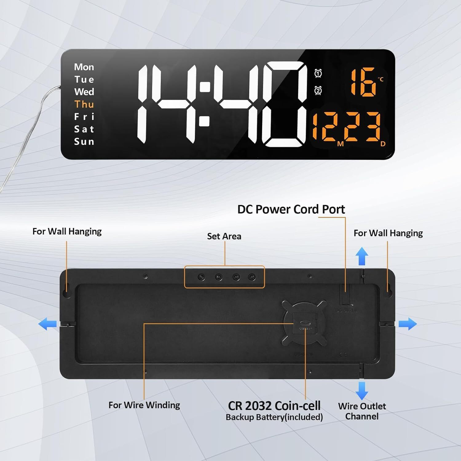 Image of SEVENSPACE Digital 12 cm X 38 cm Wall Clock