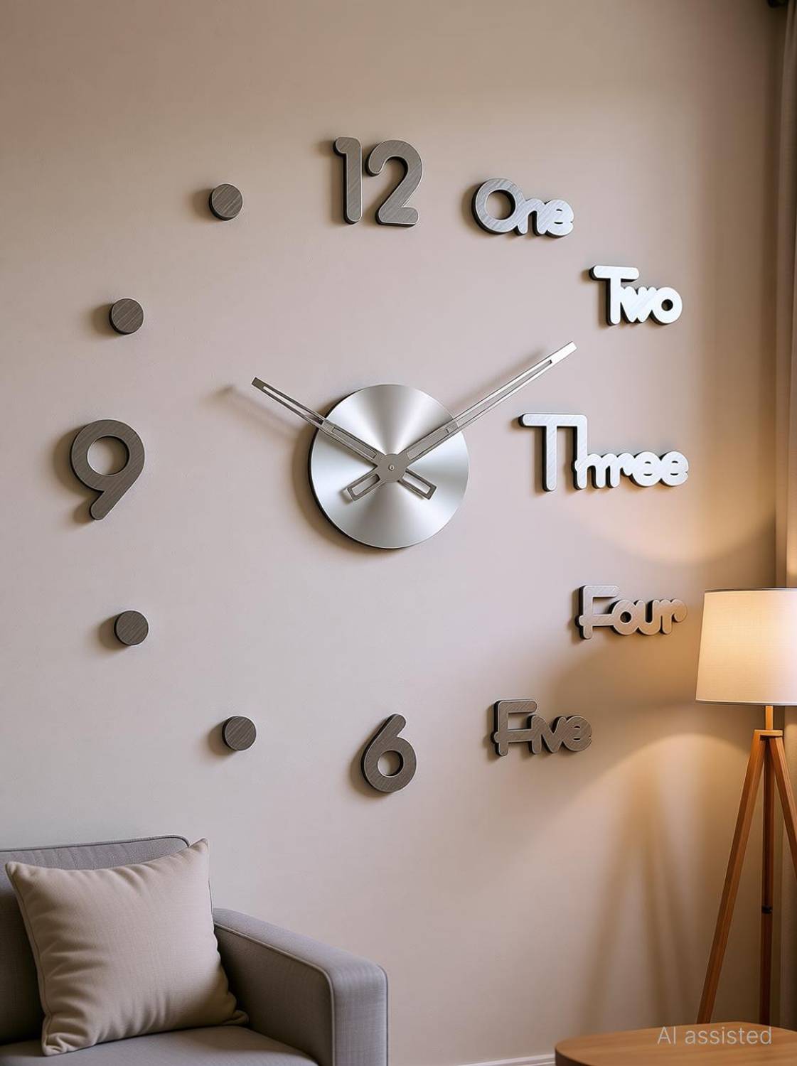 Shopper52 60cm Silver Wall Clock - Image 1