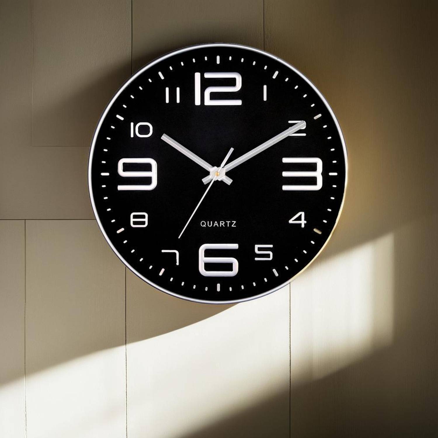 Masstone Analog 30.5 cm X 30.5 cm Wall Clock (Silver, With Glass,