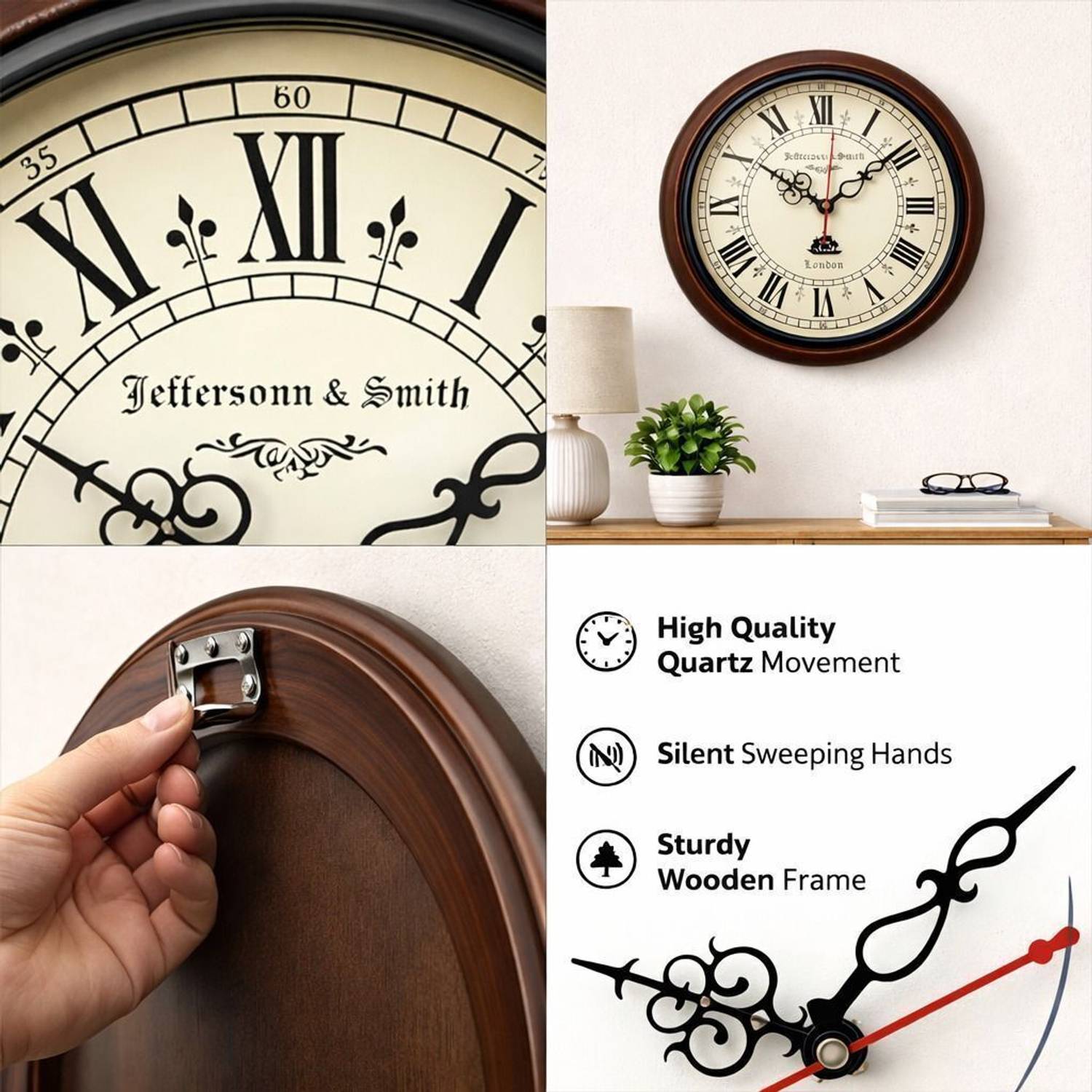 NAUTIKRAFT 30x30 cm Brown Wall Clock - Image 4