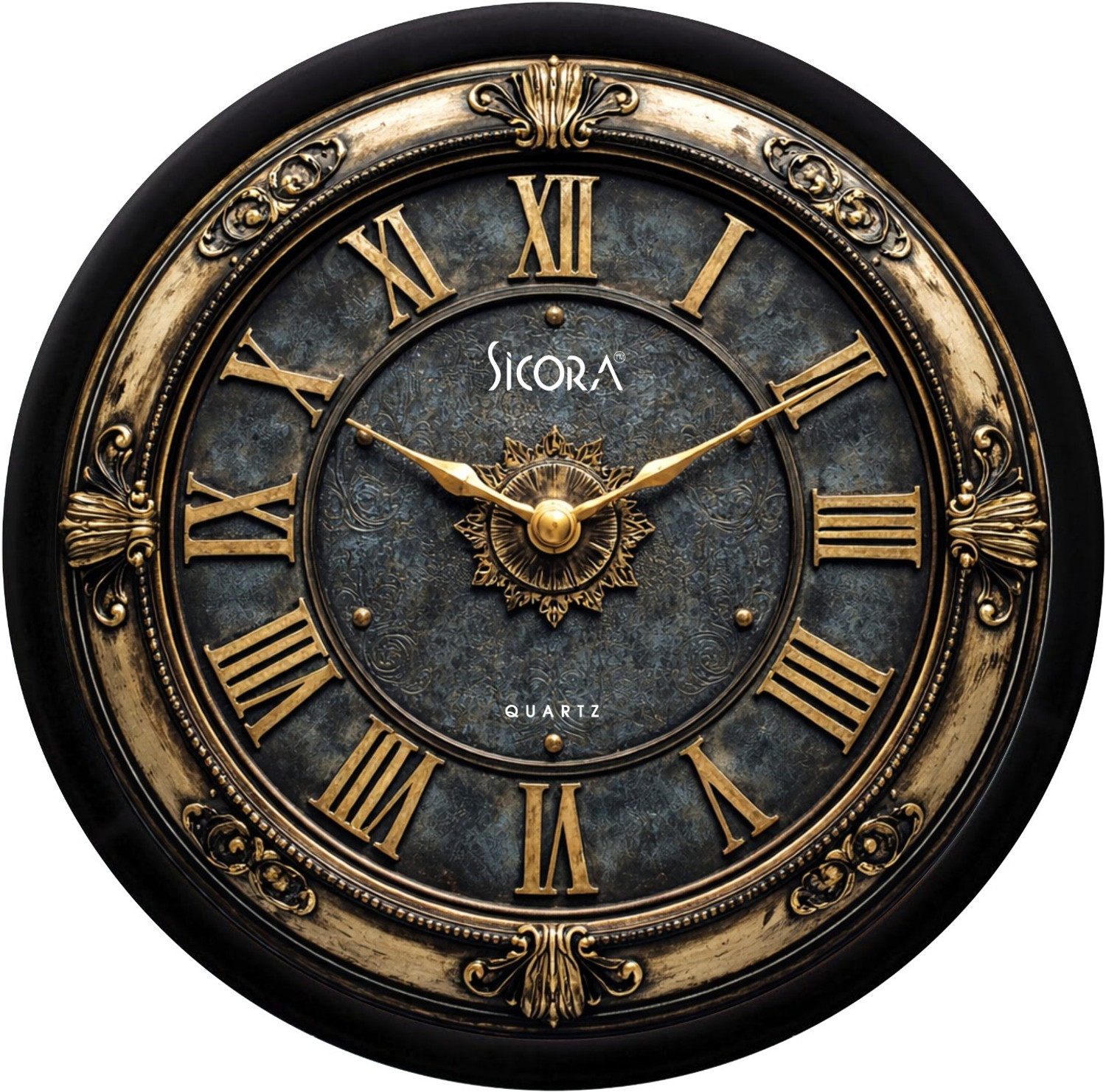 Image of SICORA Analog 30 cm X 30 cm Wall Clock (Black, With Glass, Standard)