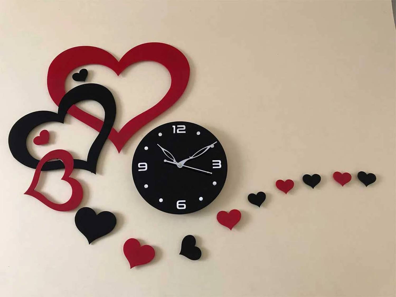 SheShagun Analog 45.72 cm X 76.2 cm Wall Clock (Black, Red, Witho