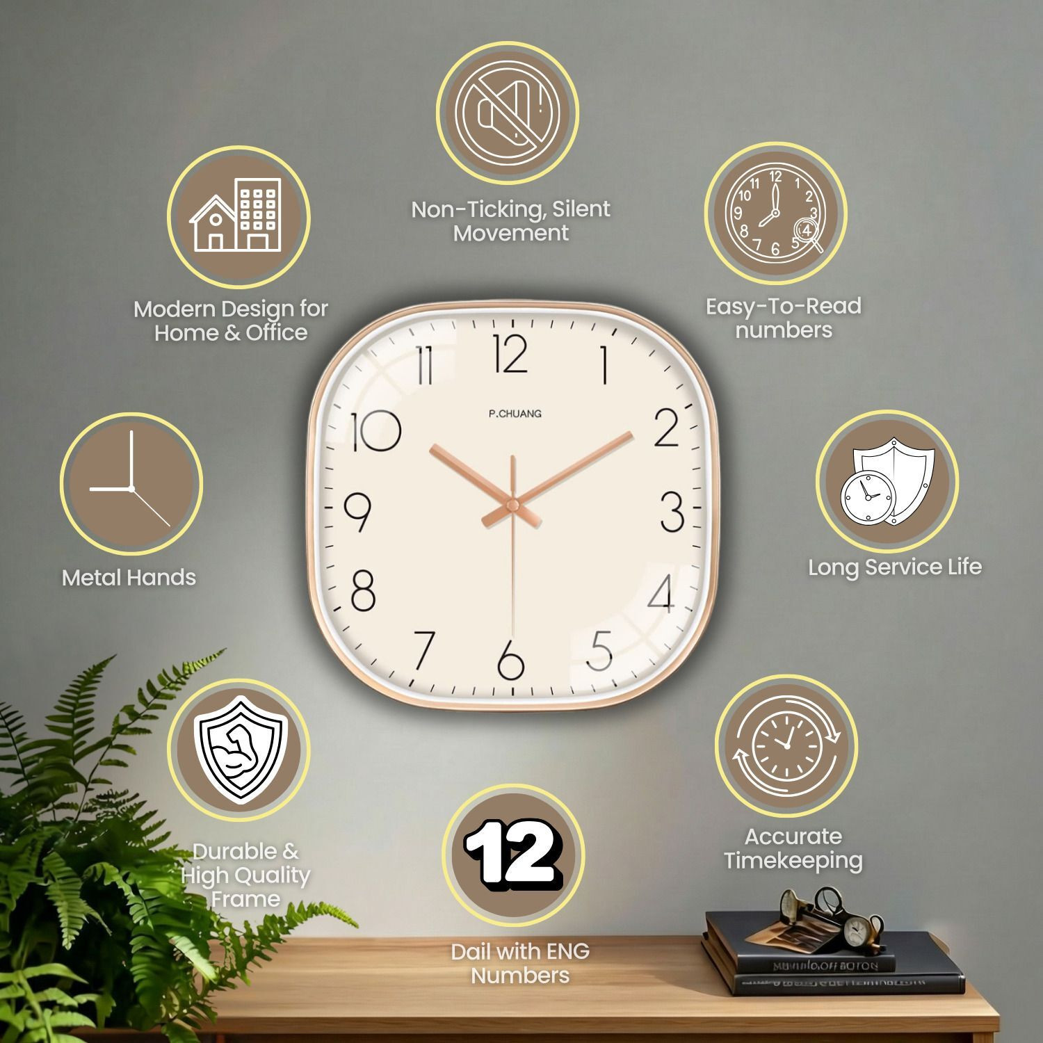 Image of GINOYABROTHERS Analog 30 cm X 30 cm Wall Clock