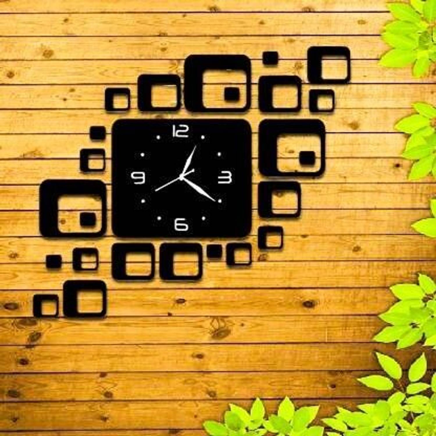 Mysticoal Analog 18 cm X 16 cm Wall Clock (Black, Without Glass,