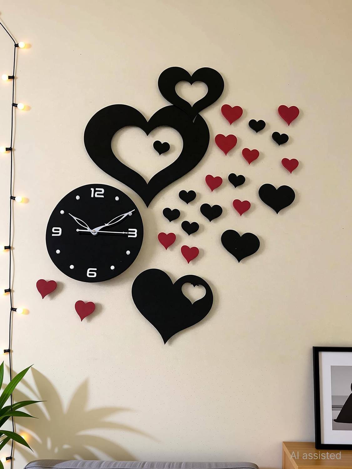 RUHI ENERPRISE Analog 18 cm X 18 cm Wall Clock (Black, Without Gl