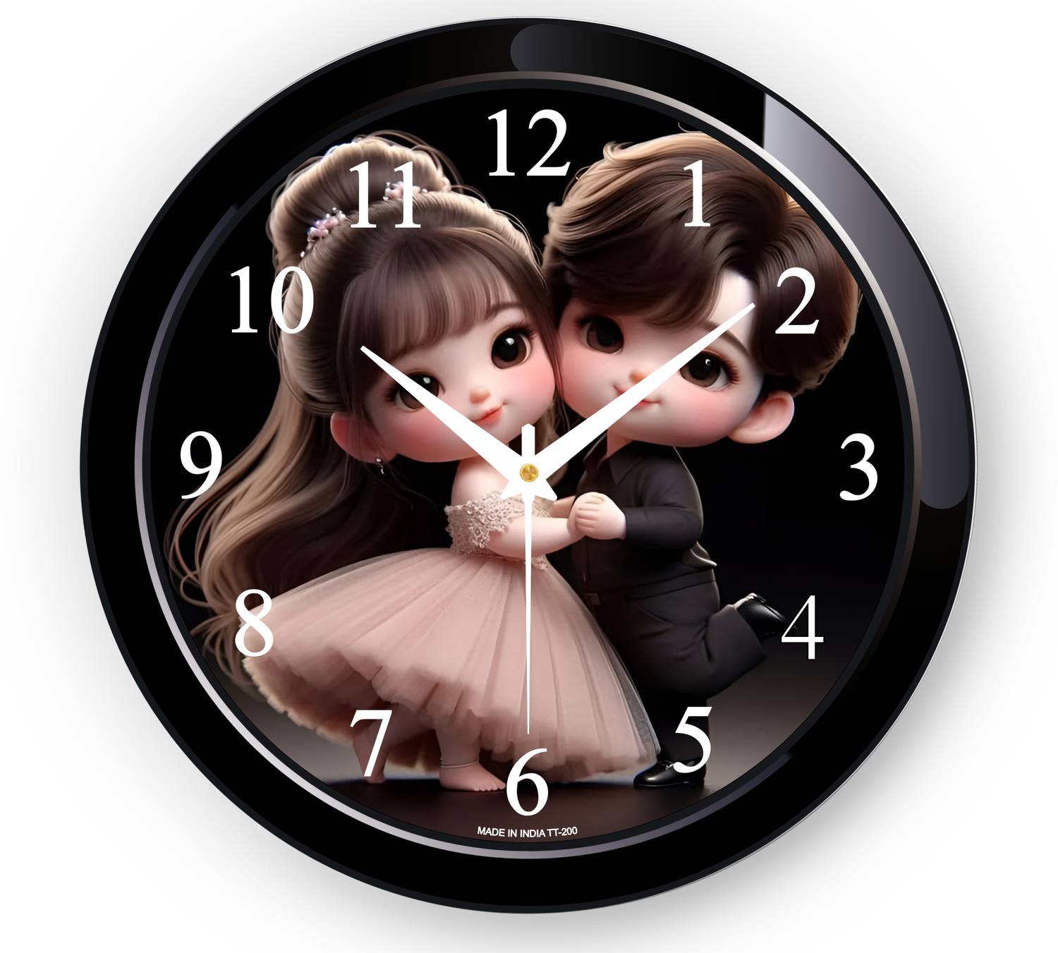 TrendsTube Analog 25 cm X 25 cm Wall Clock (Black, With Glass, St