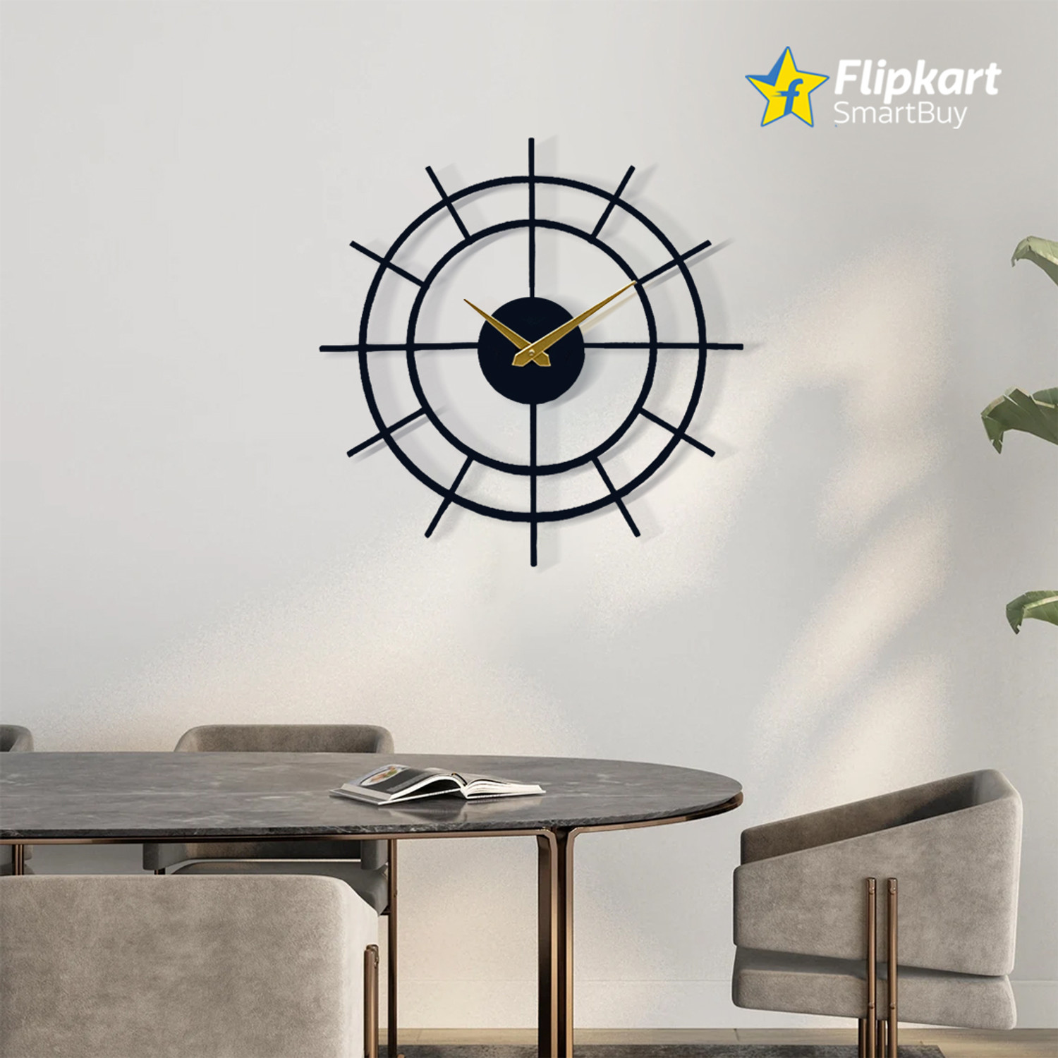 Image of Flipkart SmartBuy Analog 39.5 cm X 39.5 cm Wall Clock (Black, Without Glass, Standard)