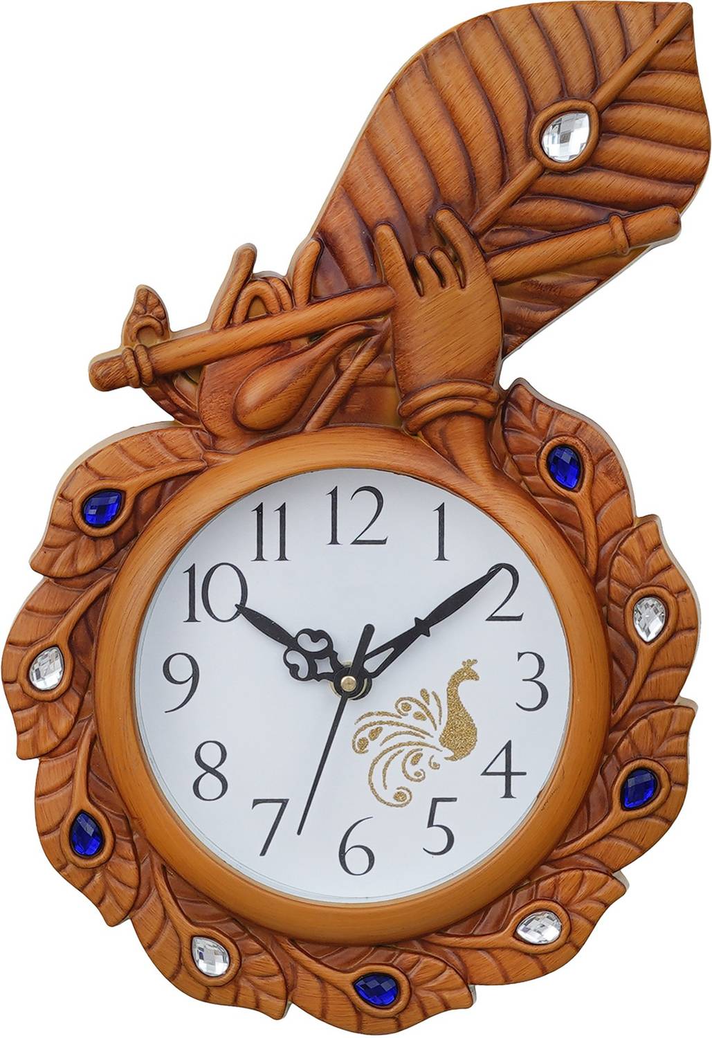 phical art Analog 33 cm X 22 cm Wall Clock (Brown, Without Glass,