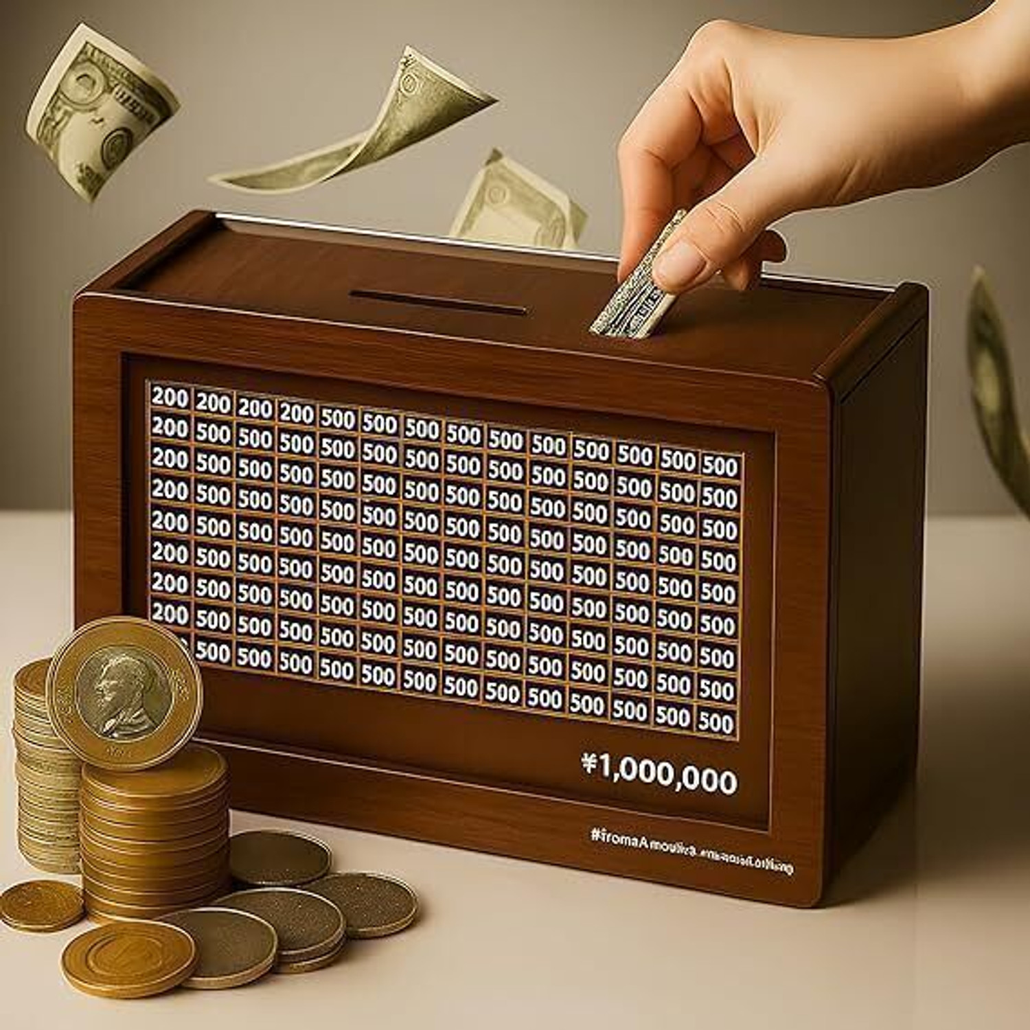 Image of RAGHAV CRAFTS 100000 Rupees Goal Tracker, Cash Collection Bank for Kids and Adults Coin Bank