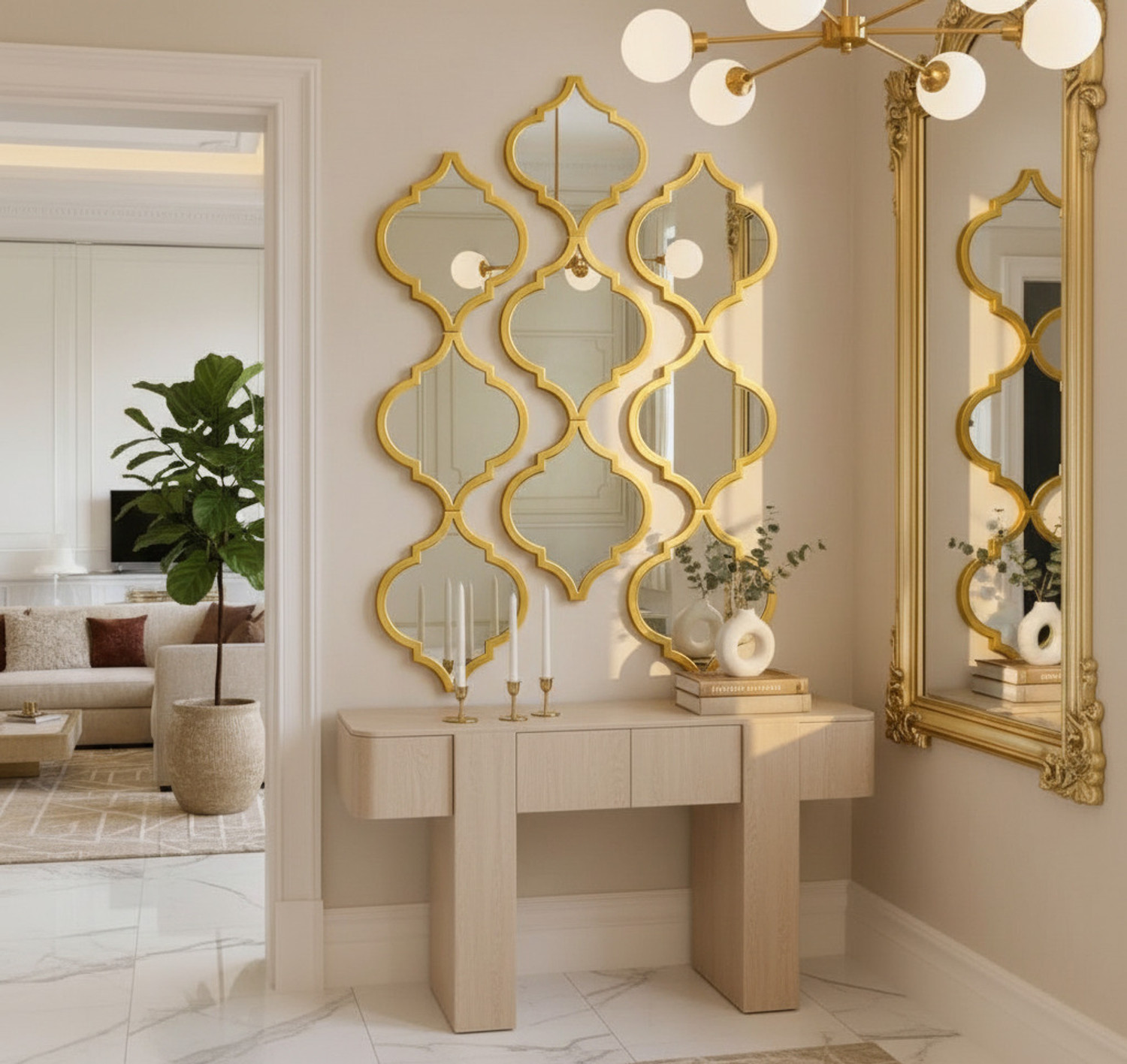 Image of Art Homes Decorative Teardrop Wall Mirror Set for Living Room Home Pack of 9