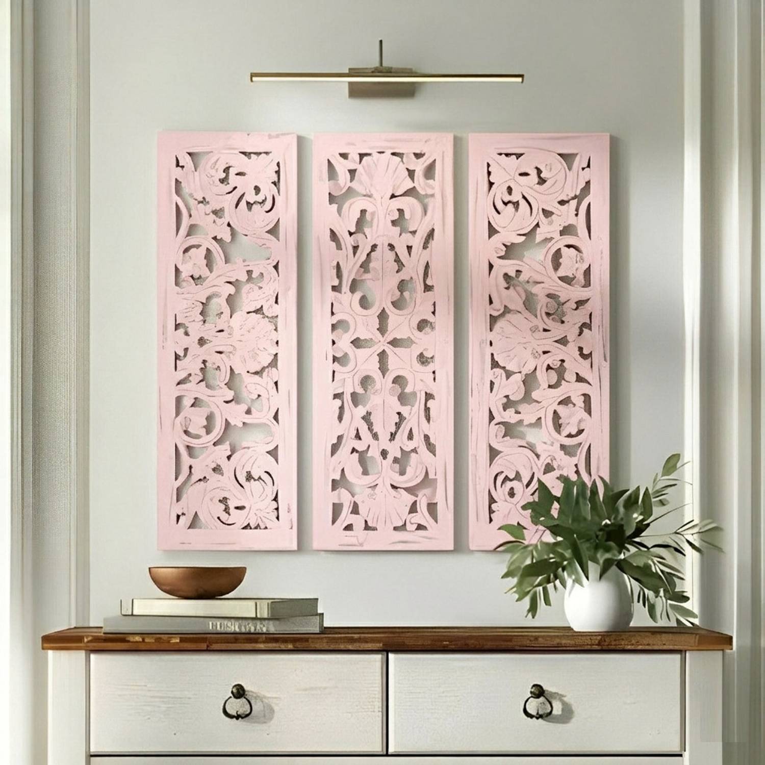 VAS Collection Home Wooden wall Decoration Jali Panel Pack of 3 (