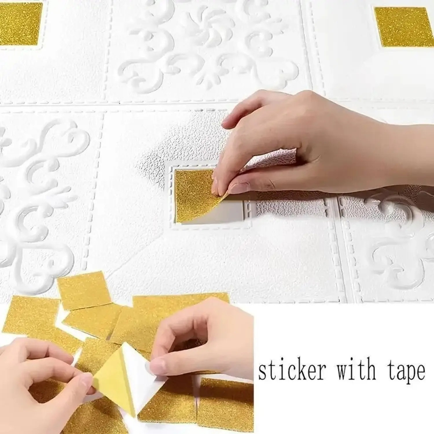 Image of Diseno Decorative White, Gold Wallpaper Pack of 10