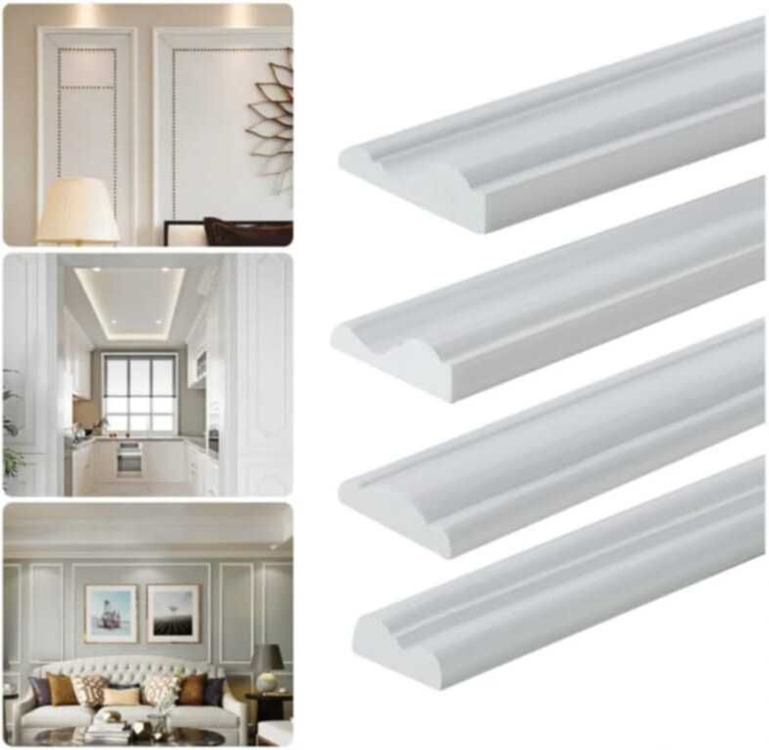 Image of ADISON PVC wooden moulding white colour moulding wooden strips 3-4 ft 11-13 pcs