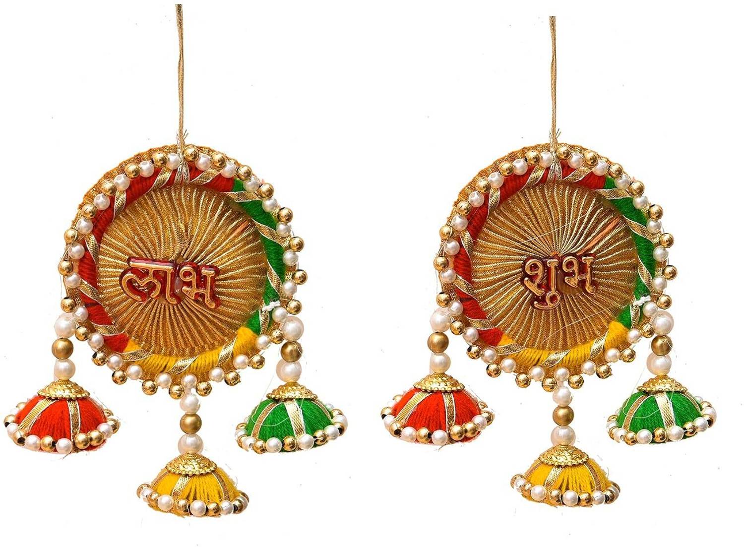 arvind's Shubh Labh door wall hanging toran diwali decoration item for home (3 TOPI) Pack of 2