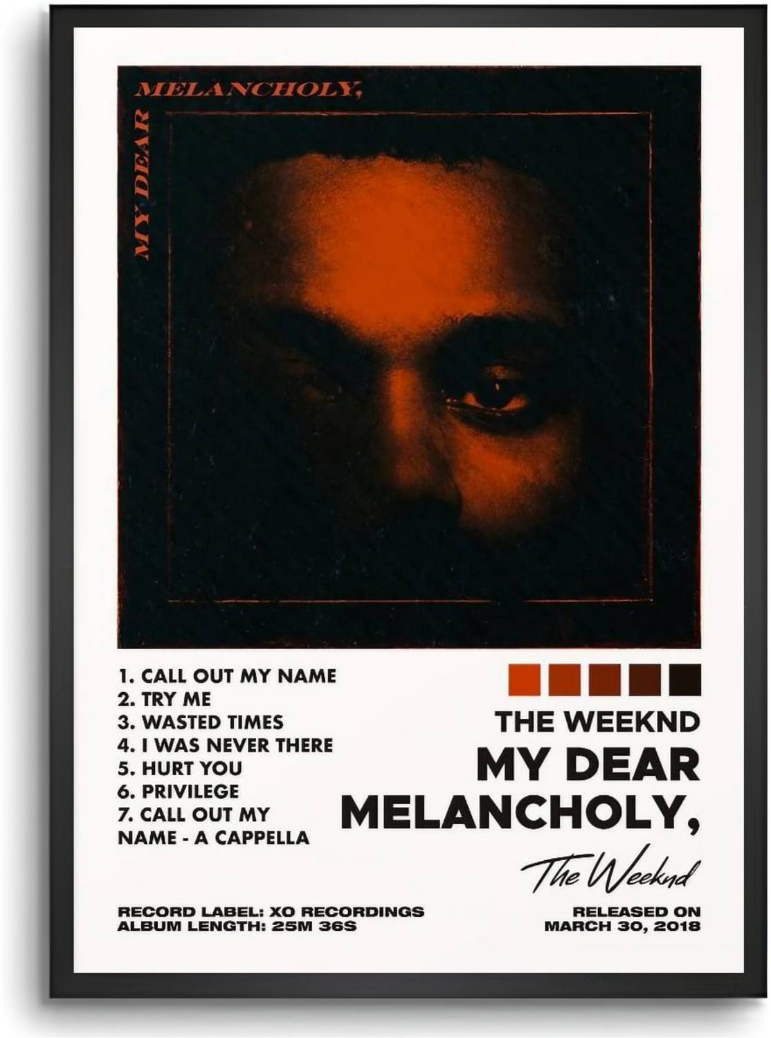 Vyopix The Weeknd - My Dear Melancholy Album Cover Wall Decoration