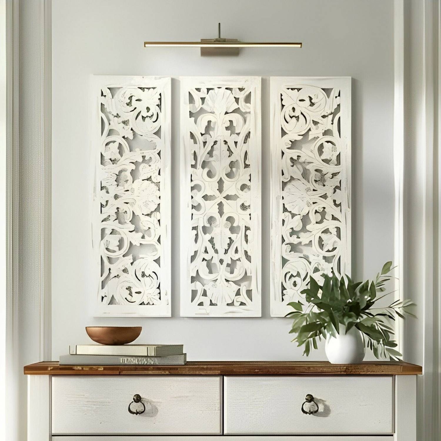 VAS Collection Home Wooden wall Decoration Jali Panel Pack of 3 (