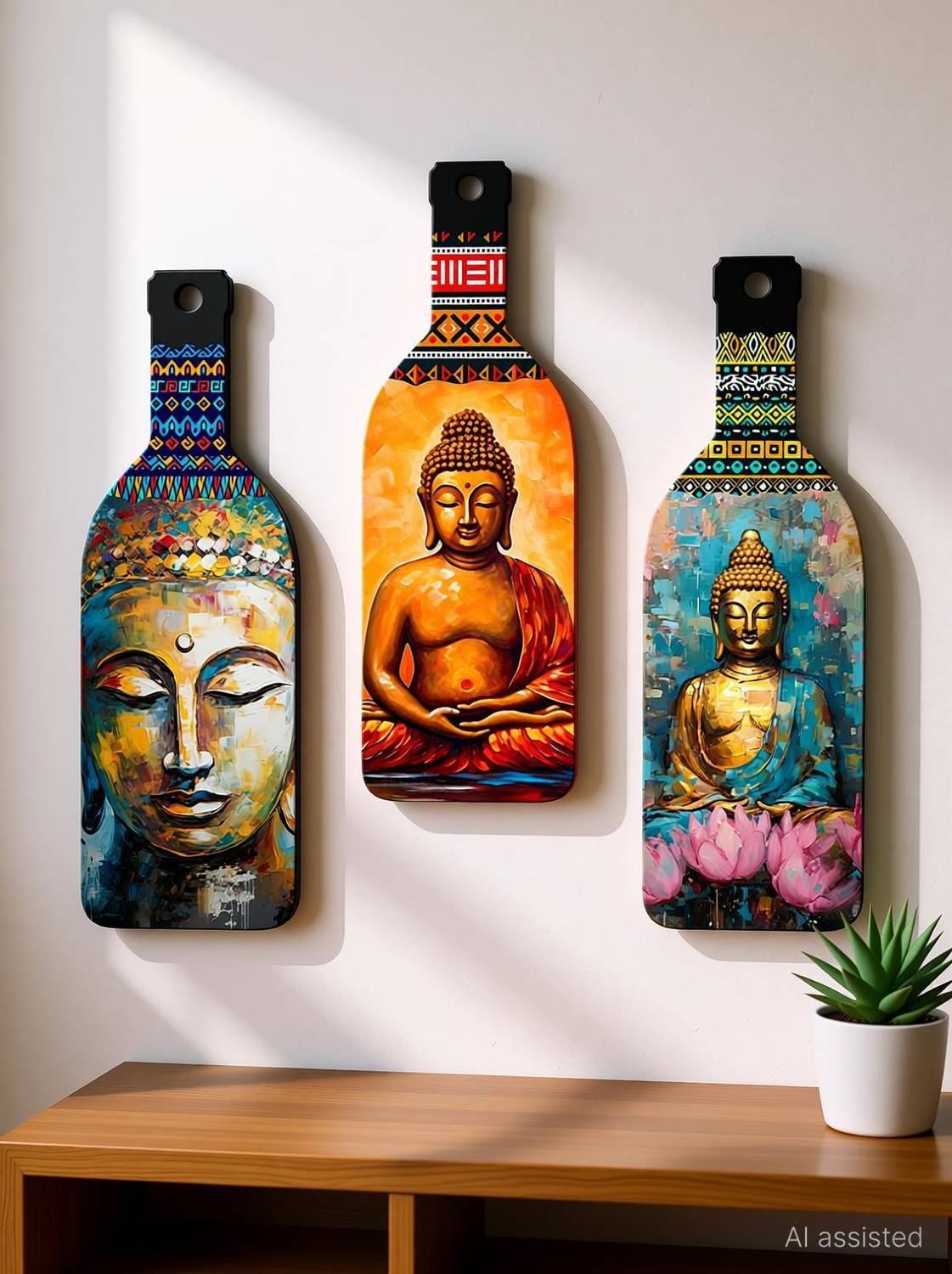Artvibes Meditating Gautam Buddha Wooden Wall Hanging for Home Decor Livingroom(WH_9507N)