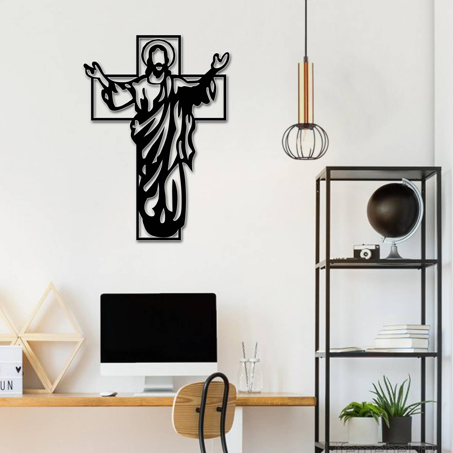 Yamizen Jesus Isu Christ Statue Wall Decor, Black wooden Art Decor