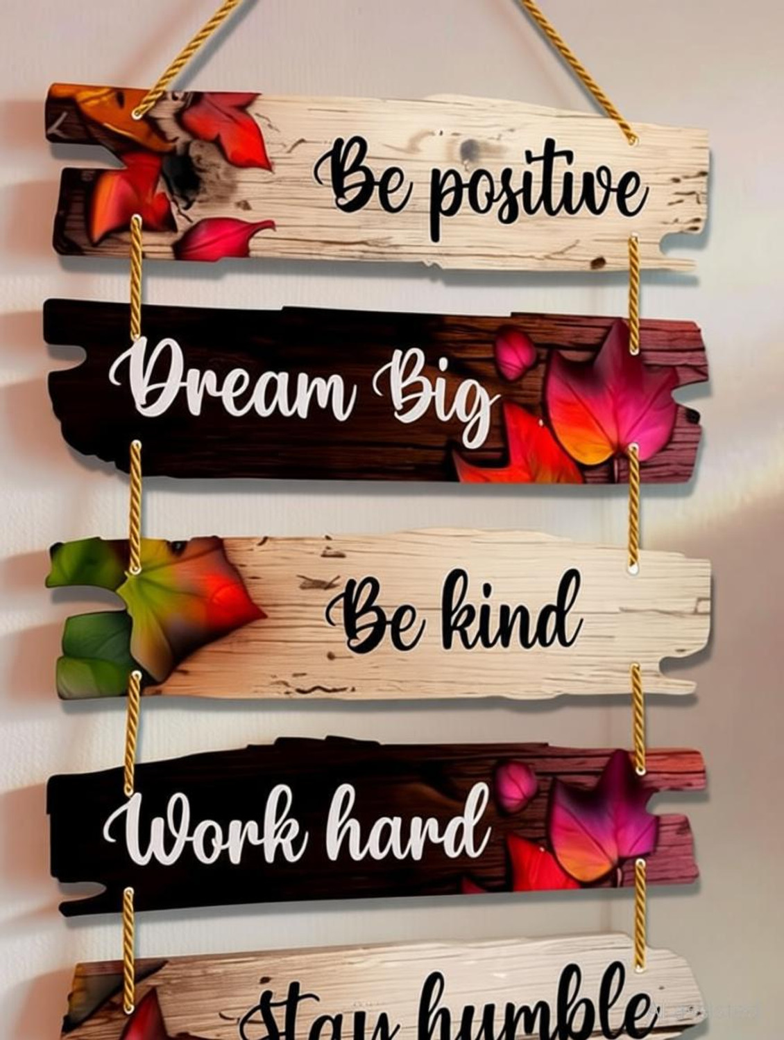 Image of Anee The World Be positive Dream big Be kind Keep smiling Wooden Wall Hanging