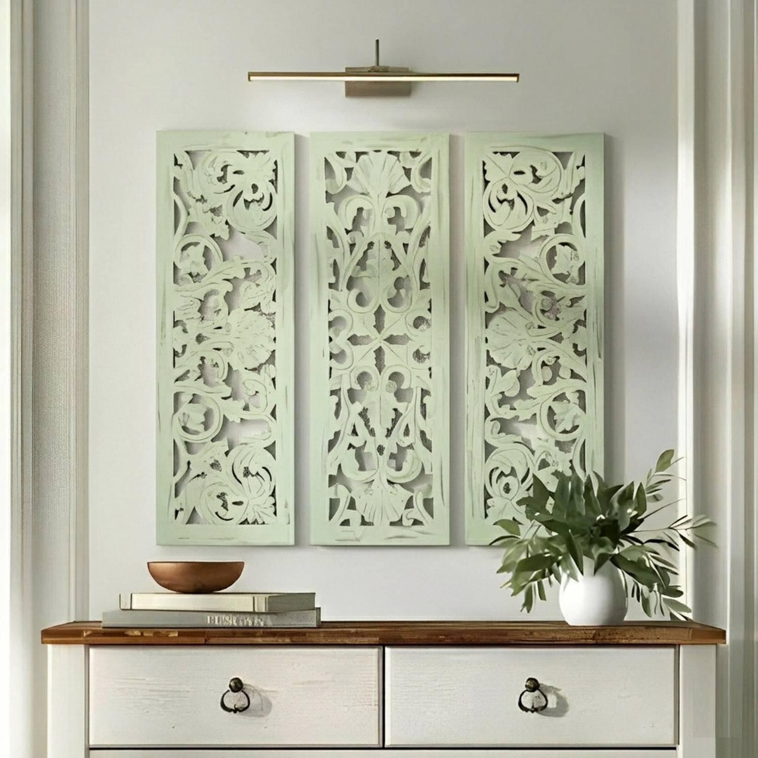 VAS Collection Home Wooden wall Decoration Jali Panel Pack of 3 (