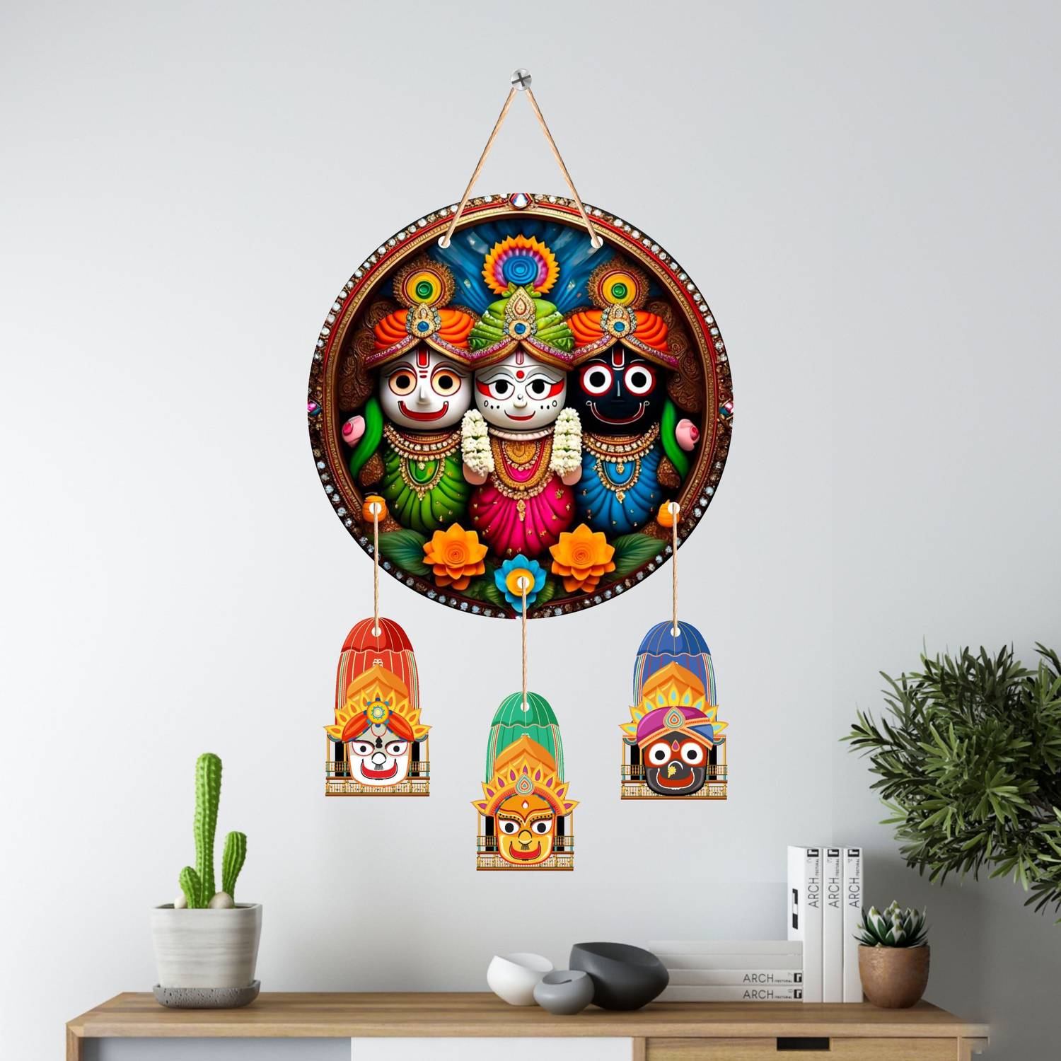 Amaresah Jagannath Traditional Indian Temple Wooden Wall Hanging Items For Home Décor