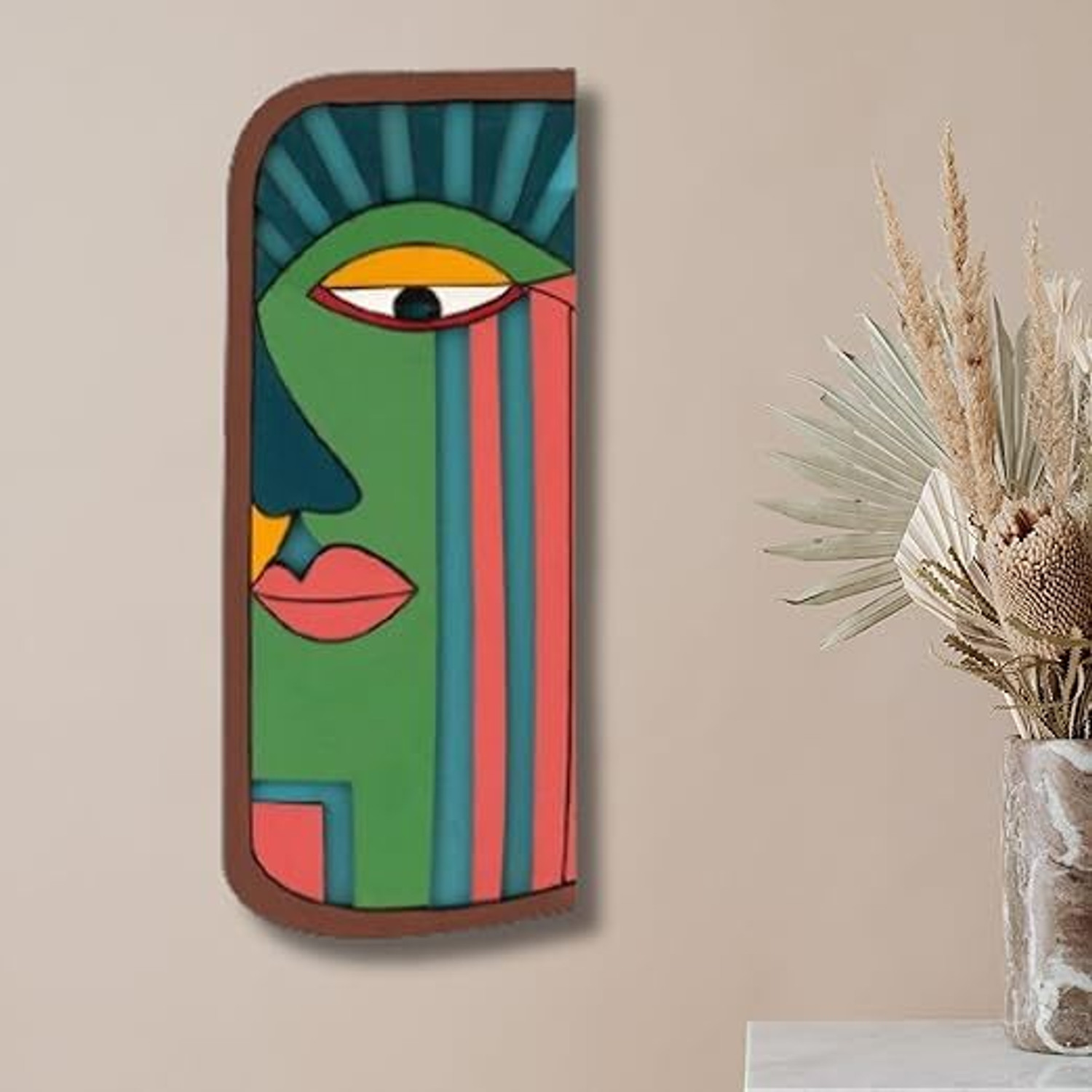 Image of Kishucraft Designer inchWooden Face Wall Masks inch for Home /Living Room /Office /Hotels Decor Item