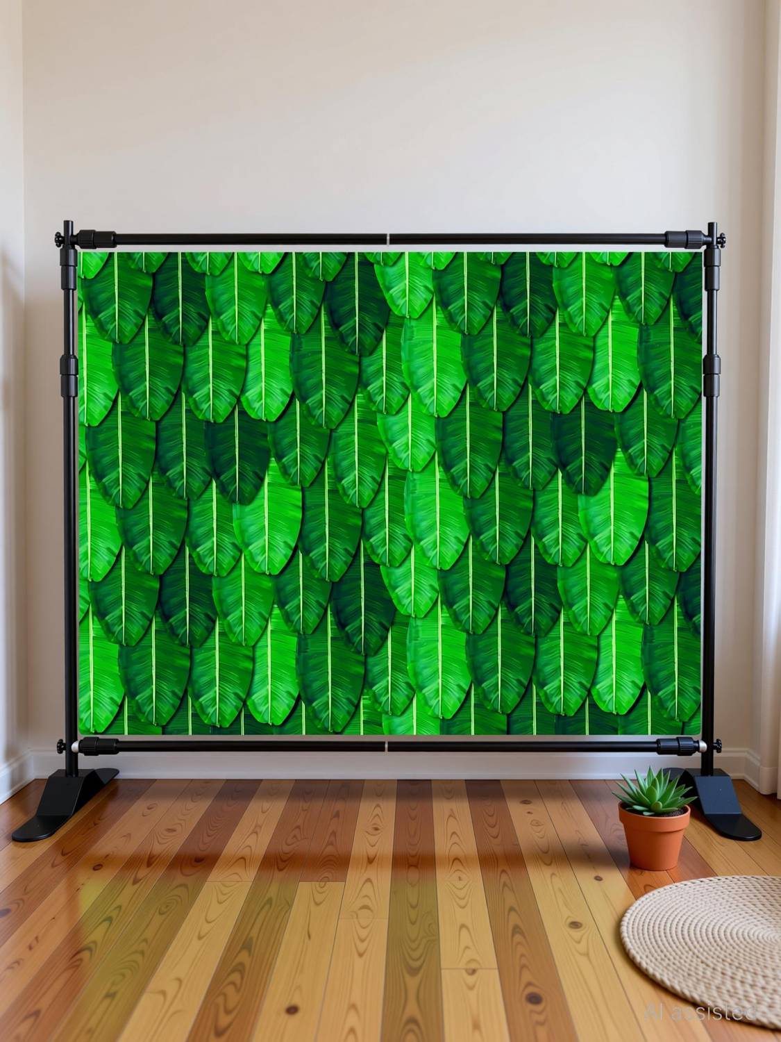 Backdropon Banana Leaf Design(Aaritaku) Wedding Backdrop size 5Feet Height and 8Feet width Altar Cloth