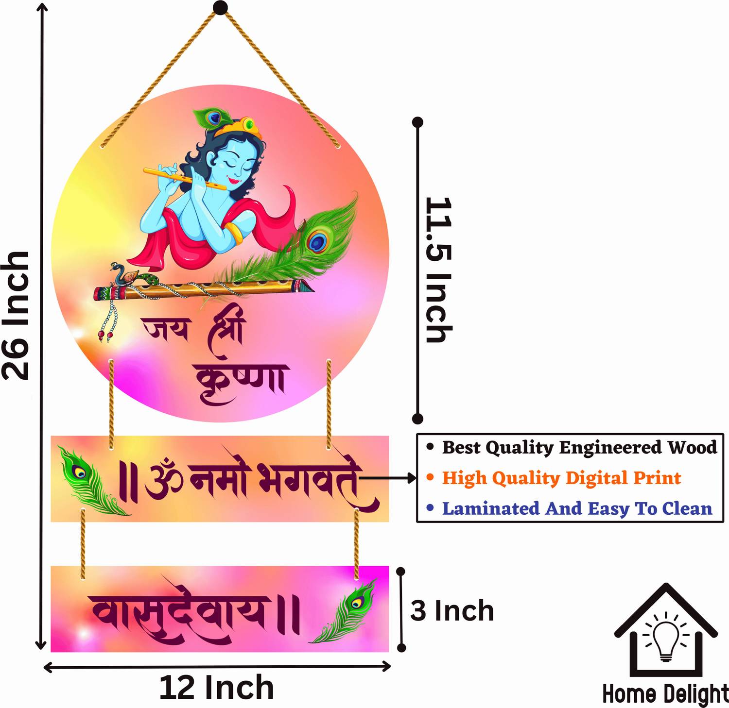 Home Delight Lord Shri Krishna Mantra-Om Namo Bhagavate,Wall Hanging Wood  Art Decoration Item Price in India - Buy Home Delight Lord Shri Krishna  Mantra-Om Namo Bhagavate,Wall Hanging Wood Art Decoration Item online