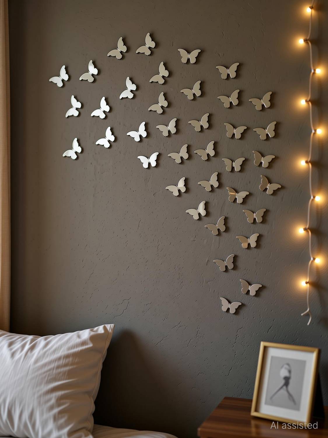 Bikri Kendra 6 cm Butterfly 40 Silver - 3D Acrylic Mirror Wall Stickers Self Adhesive Sticker