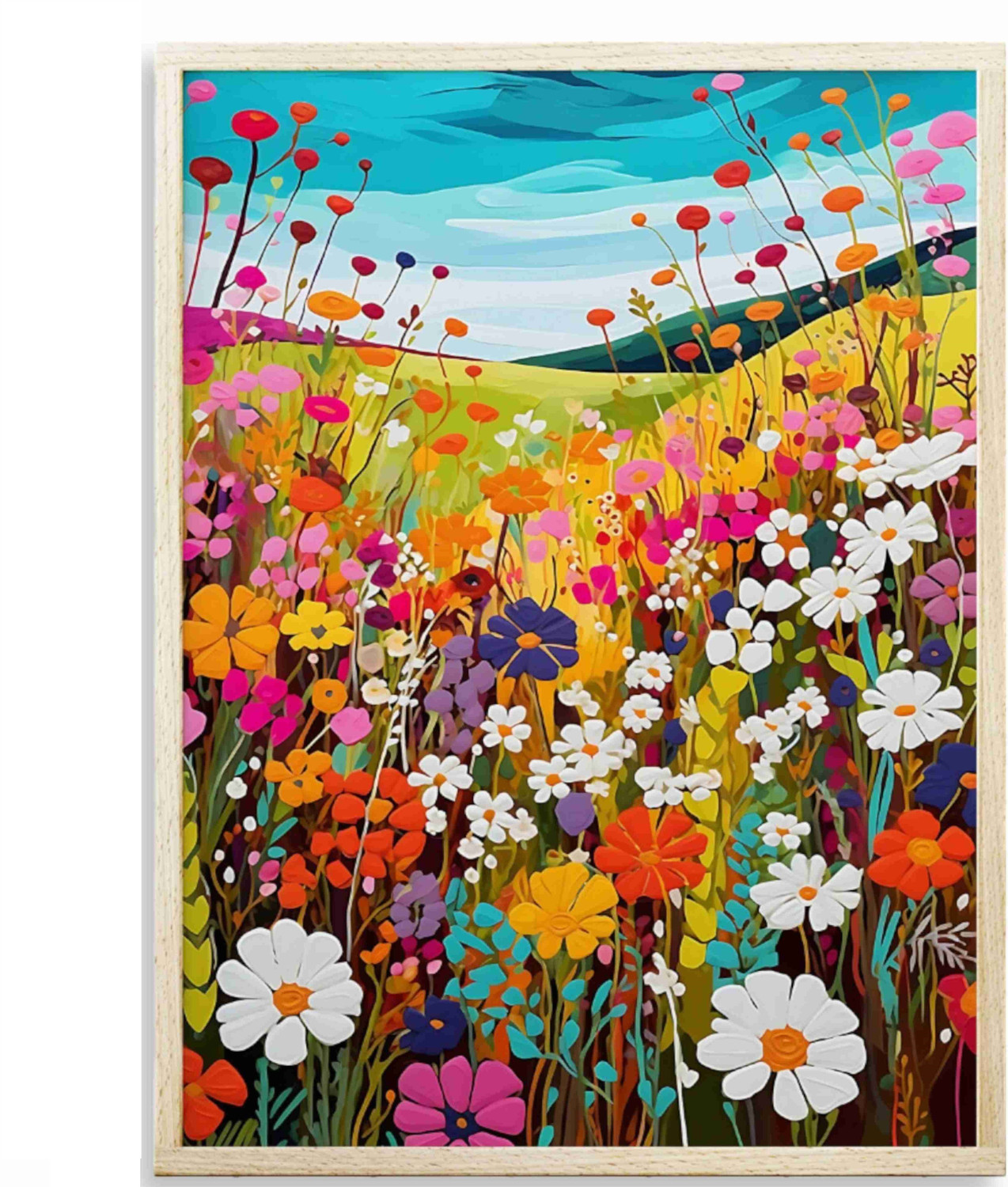 Image of SAF PRINT saf floral Theme Natural brown frame painitng for home, office and living room