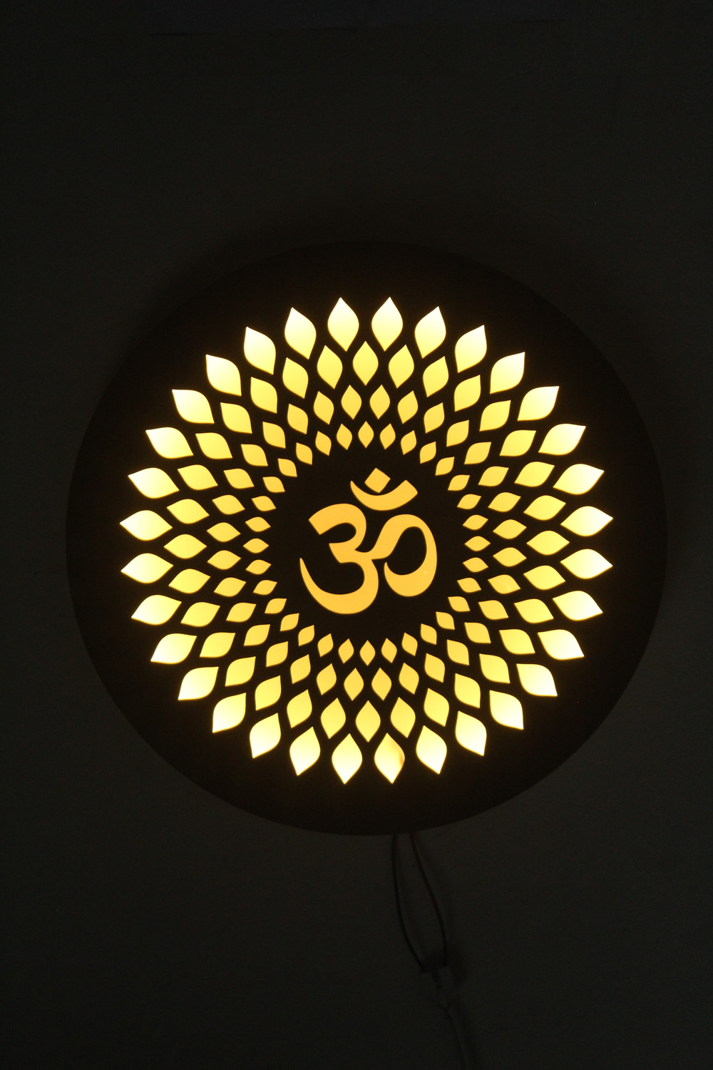 Image of Param Creations Om Mandala Backlit LED Wooden - Decorative Warm White, Mandir & Office