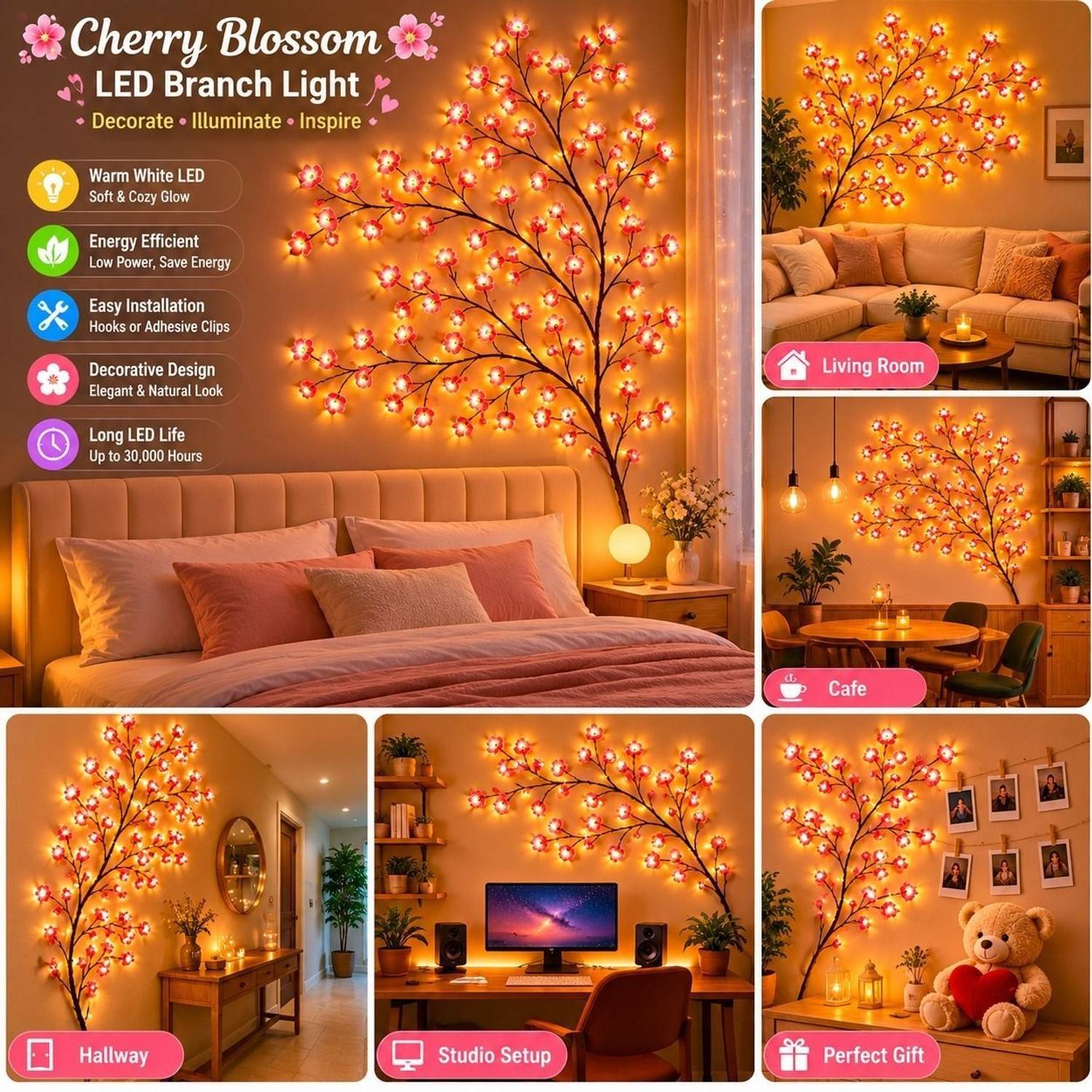 AQUABUCKET Cherry Blossom Tree Branch Lights - Image 3
