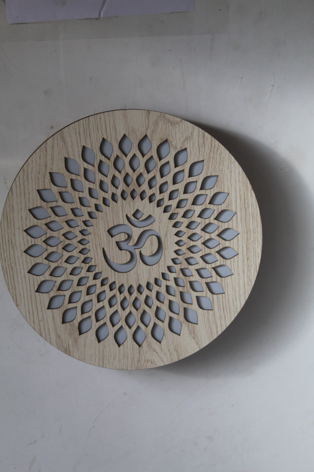 Image of Param Creations Om Mandala Backlit LED Wooden - Decorative Warm White, Mandir & Office