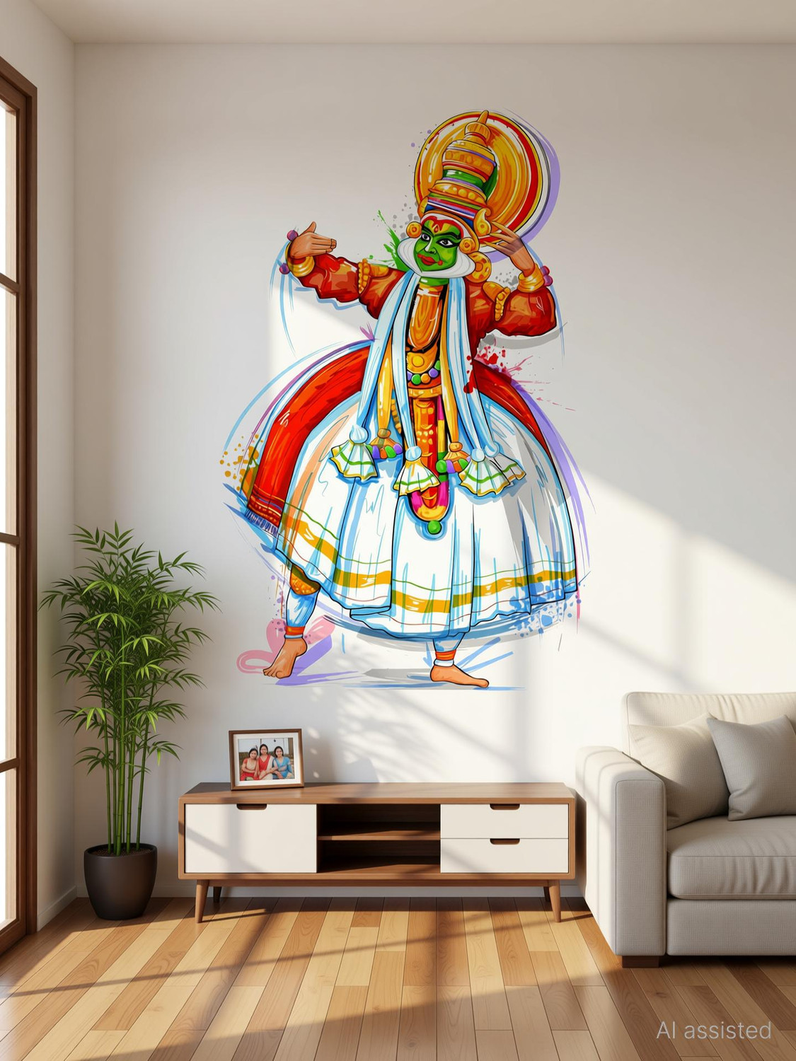 Image of WALLPIK Kathakali Dancer Oonam Kerala Festival Wall Sticker WP241