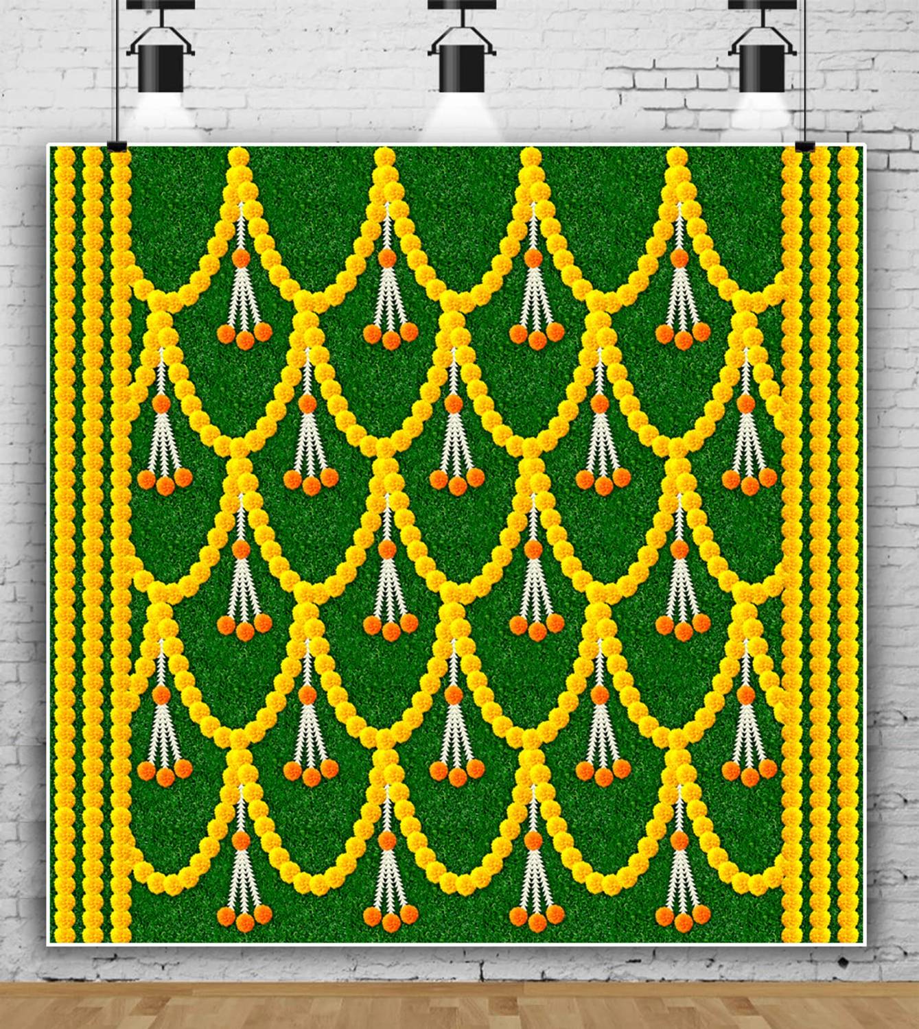 Blimp Banana Leaf Backdrop Cloth Pooja Wall Background Decoration 5x5 Ft bananaleaf backdrop for Wall Decoration for Ganpati Decoration wall backdrop Tapestry