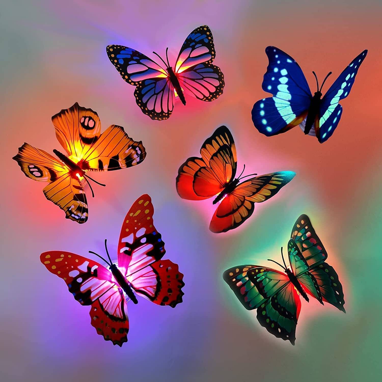 Qweezer 3D LED Butterfly Wall Stickers Home Decoration Color