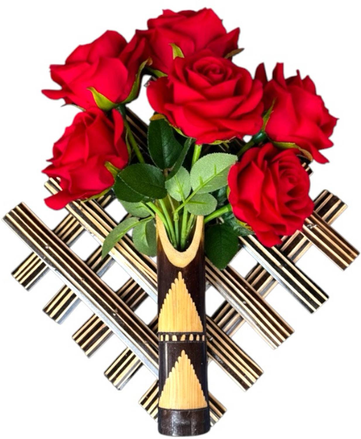 APIIFASHION Bamboo Wall Hanging Flowers Vase Pack of 1 Specially For Home & Office Decor