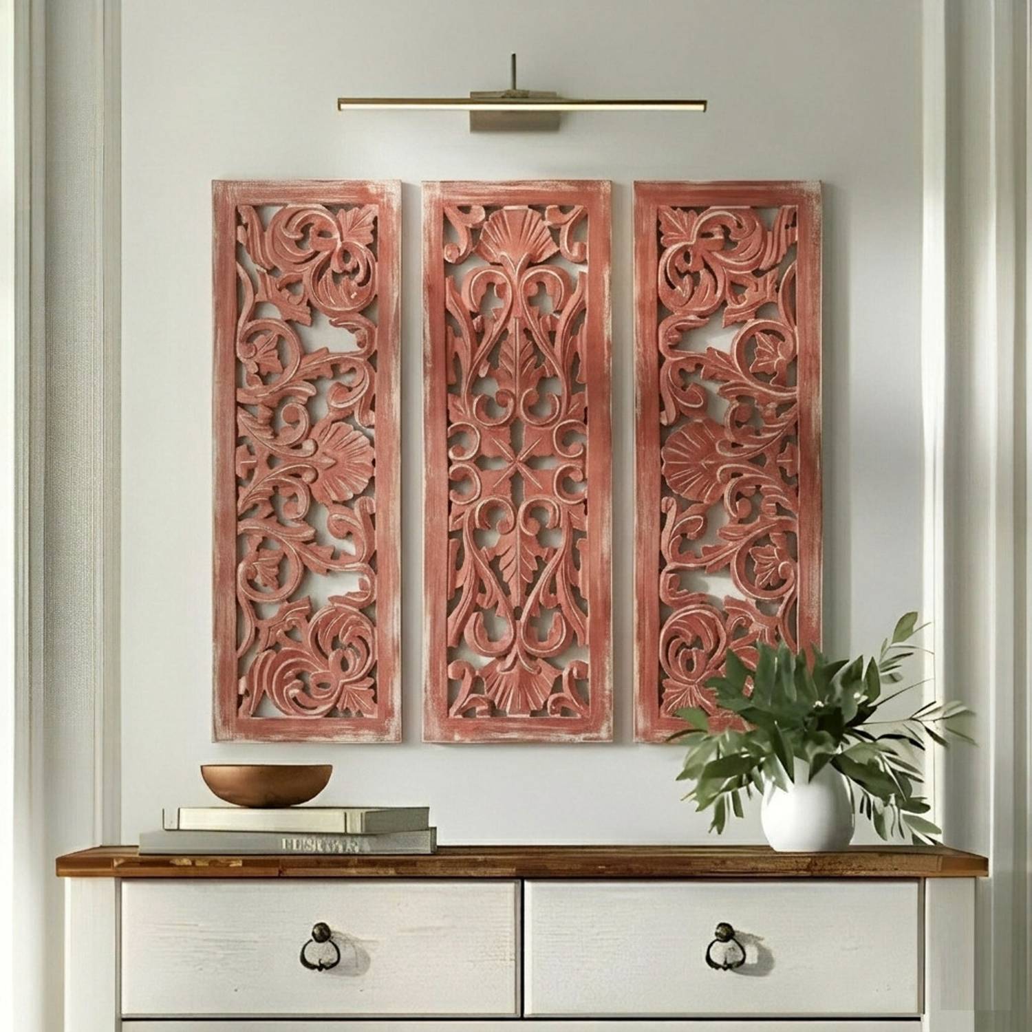 VAS Collection Home Wooden wall Decoration Jali Panel Pack of 3 (
