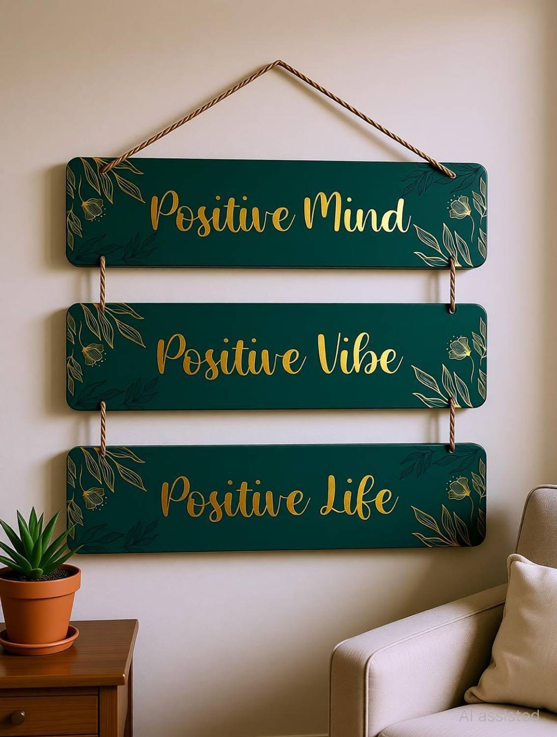 Artvibes Positive Quotes Wooden Wall Hanging Decorative Item for Home (WH_5310N)